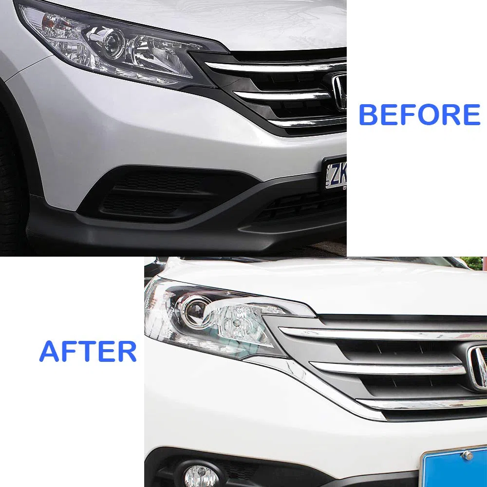 Rejilla del lado de la parrilla del lado frontal del automóvil Insertar para Honda CRV CR-V 2012 2013 2014 ABS cromo 2pcs / set