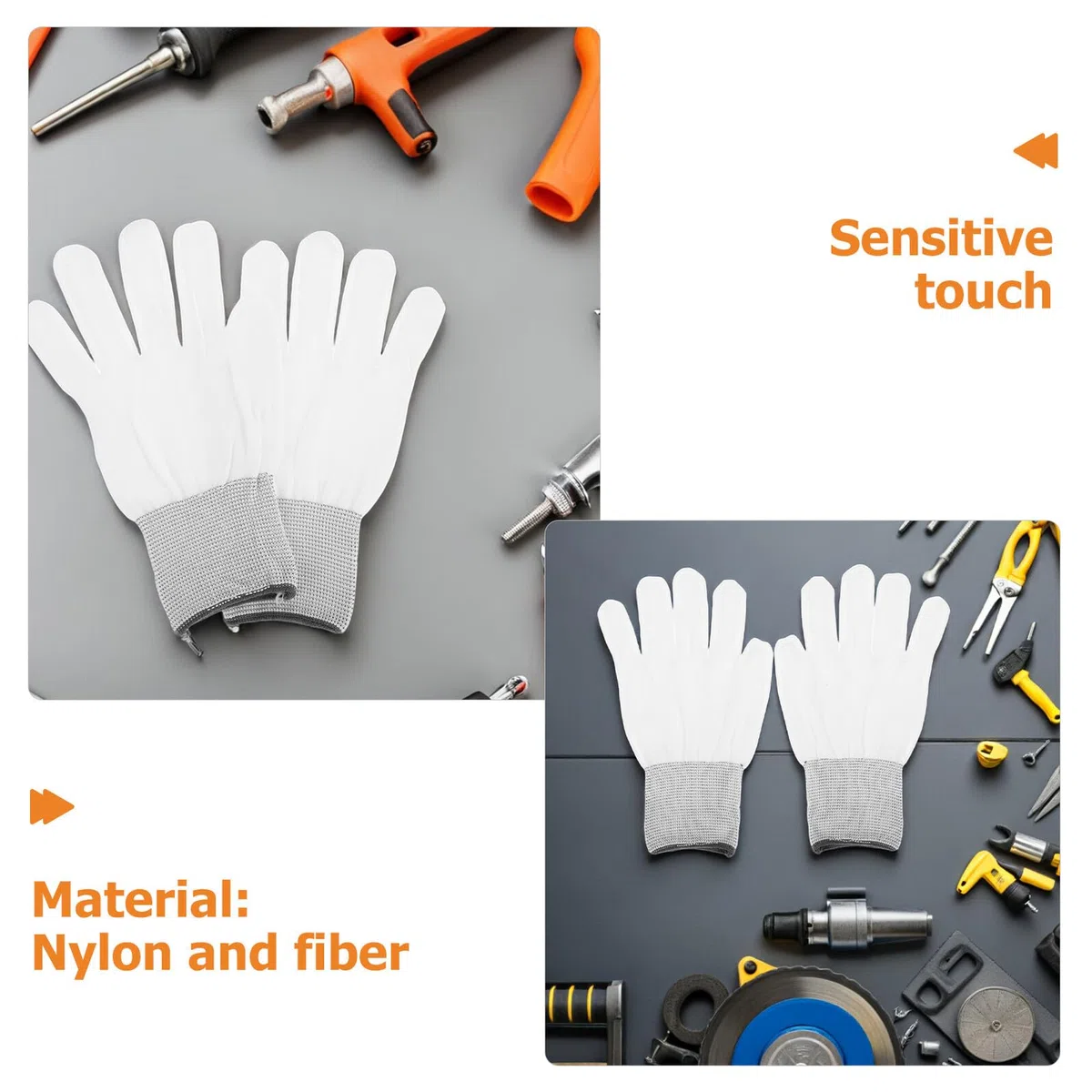 10 Pares de Guantes Antipolvo Reutilizables de Nylon y Fibra para Aplicación de Película en Carrocerías de Vehículos, Uso Diario y Antistáticos