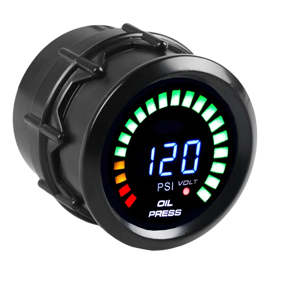 ETOPARS Motor de Coche Auto Digital 2 Pulgadas 52mm Medidor de Presión de Aceite Puntero Kit Refuerzo Pantalla Indicador de luz LED Tinte Humo Len Calibre Carreras
