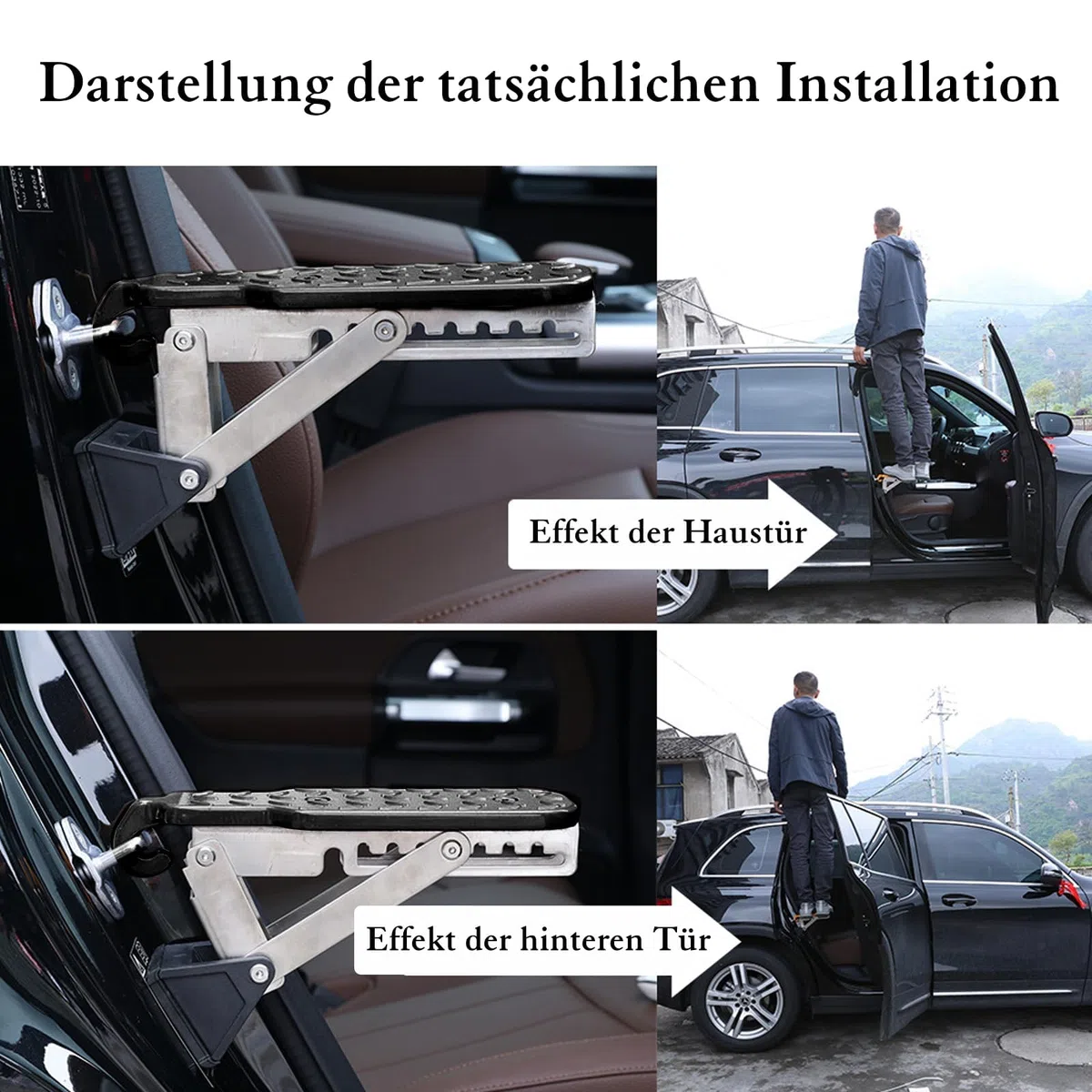 BORDEAG Escalón de Puerta de Auto: Escalón Plegable Universal para Auto, Estabilidad Seguridad Ayuda para Subir, para SUV, Camión, Autocaravana (Negro)