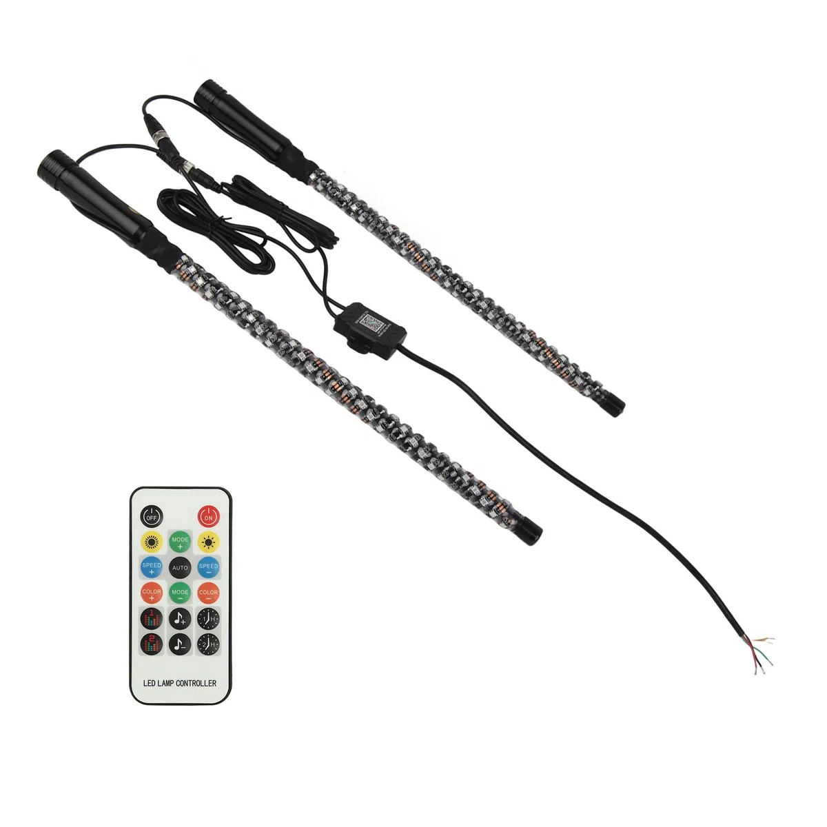 Aramox RGB LED Whip Light con Bandera APP Control LED RGB Chase Dancing Light Offroad Advertencia Iluminada Antena Látigos 300 Patrones 366 Modos 12 a 24V para UTV ATV Off Road (2 pies)
