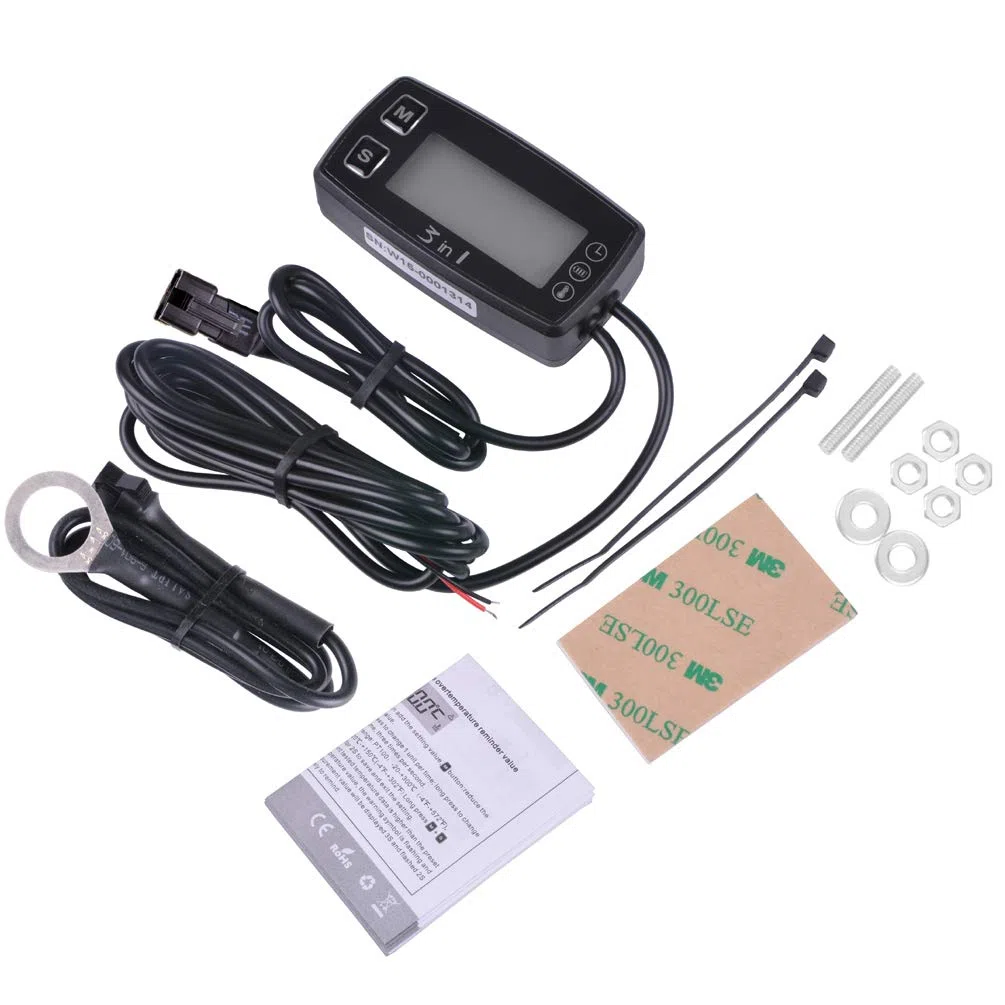 Termómetro termómetro de 3 en 1 Temperatura de Reloj del voltímetro Medidor de Voltaje Sensor para Motos de Motos de Nieve motoras ATV Aceite de Barco