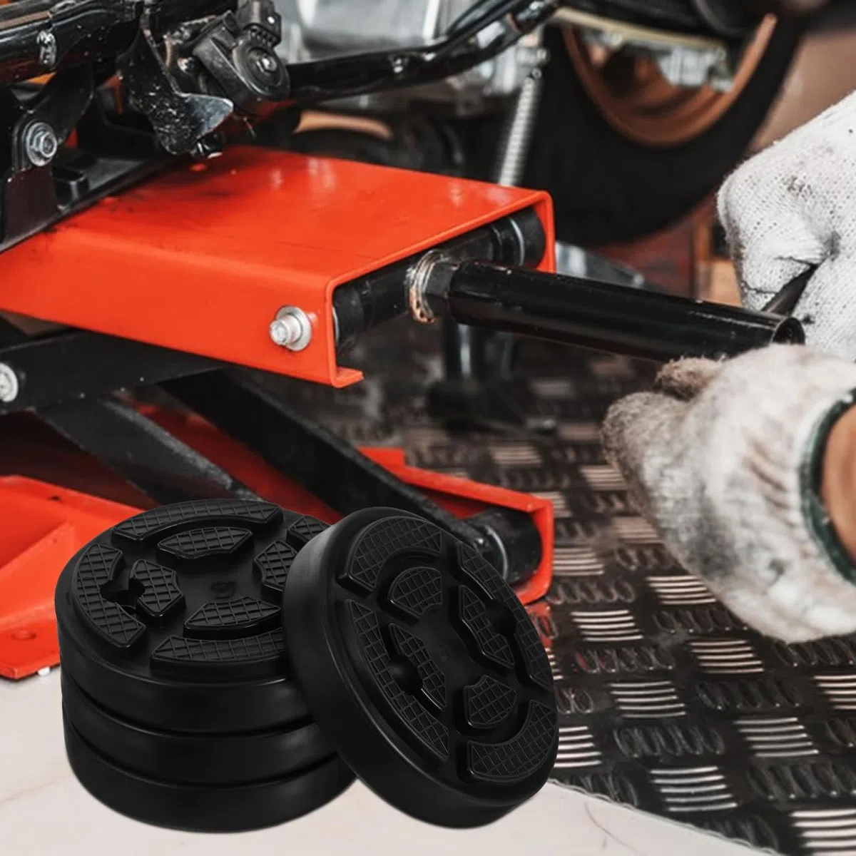 INOOMP 4 Piezas Tacos de Goma para Elevador de Coche Almohadillas Redondas de Caucho para Soporte Elevador Antideslizantes y Resistentes para Puentes de Dos Columnas Accesorios de