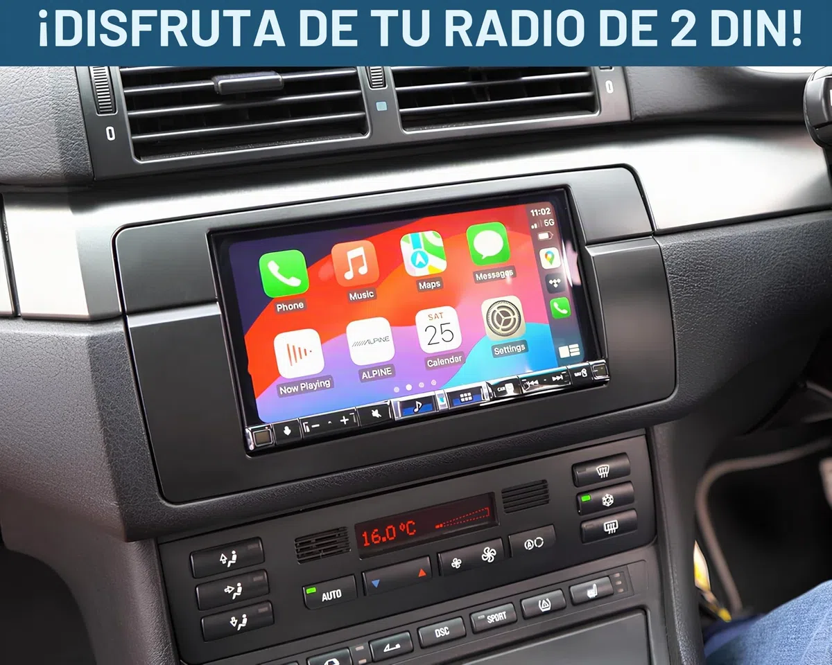 Marco Adaptador climatizador Compatible con BMW Serie 3 E46 Coupe Compact Berlina 1998-2007 Cambio Módulo A/C 2DIN Materiales Resistentes Reposicionamiento de AC