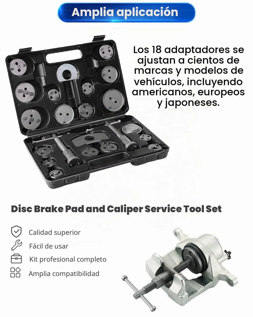 ATPEAM 24 Piezas Reposicionador de Pistones de Freno, Kit Completo para Cambiar Discos, Zapatas y Pastillas de Freno