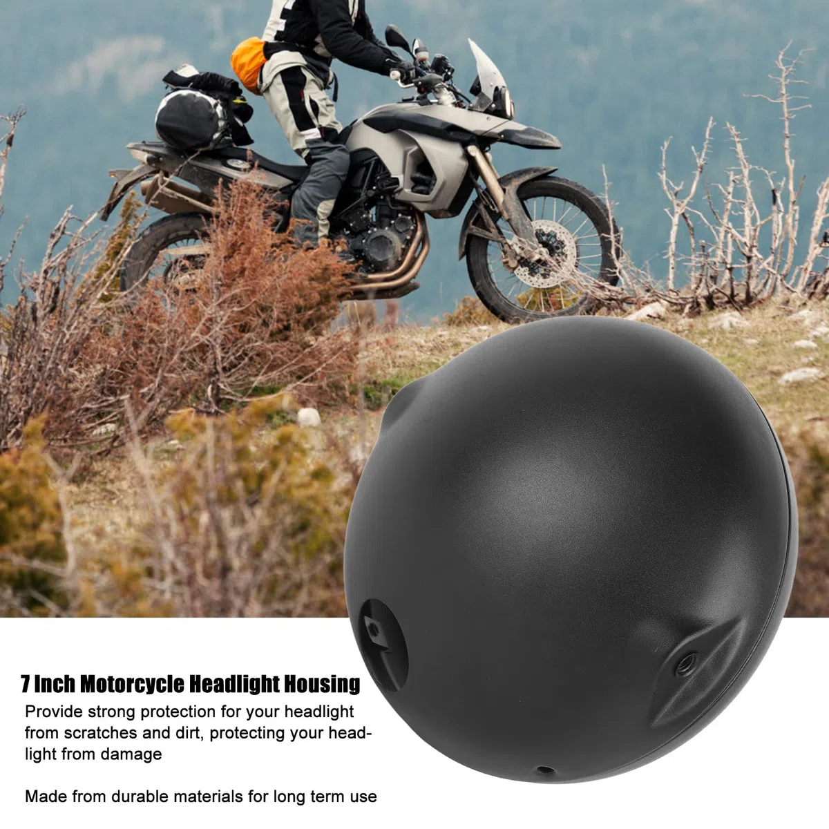 Wisecoco 7 Pulgadas Carcasa de Faro de Motocicleta, Montaje de Carcasa de Faro de Motorcycle, Motorcycle de Retro Modificada LED Shell, Accesorios para Motocicletas, para Faros LED(18x18x7cm)