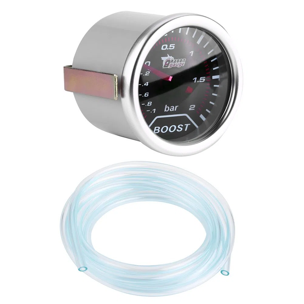 Qiilu 2 pulgadas (50 mm) Universal Turbo Boost Meter Indicador de presión Coche Rojo Led Puntero de barra 12V