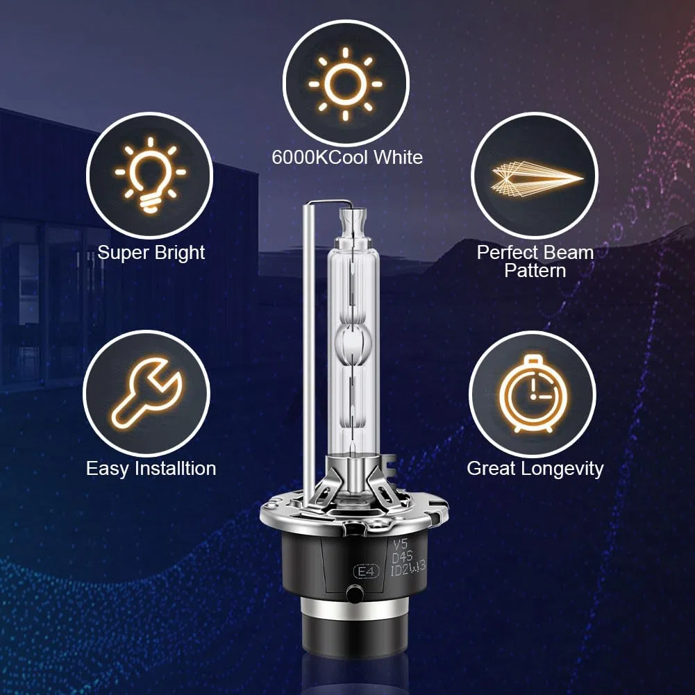 Erato D4S Xenon HID Bombilla de Faro, 35 W 6000 K Metal Stents Base Luces de Cruce Luces de Reemplazo Paquete de 2
