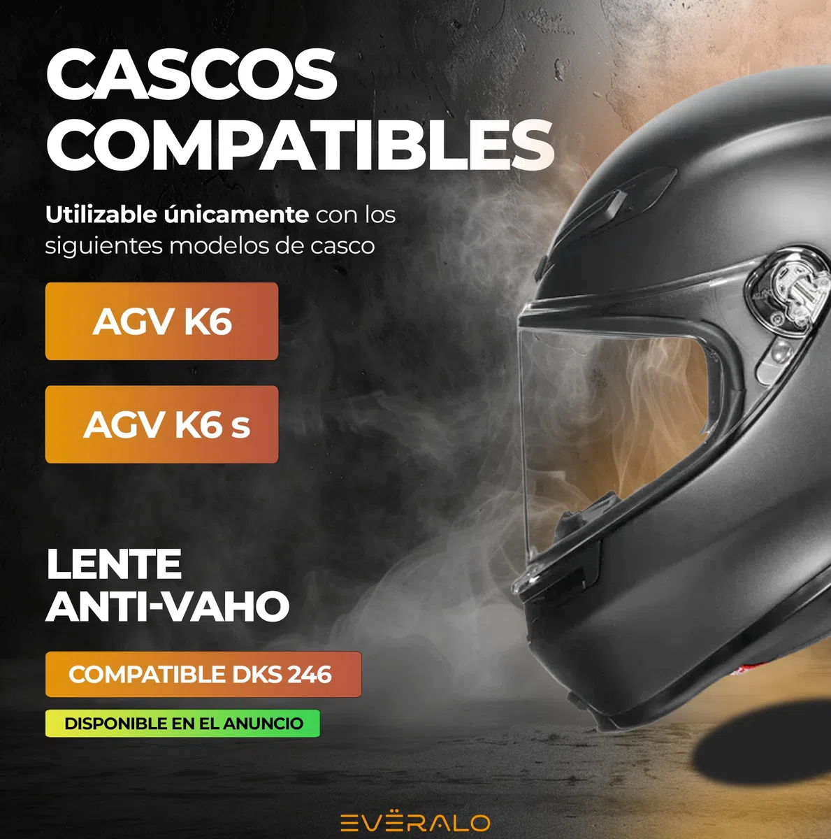 Visera compatible con Agv K6 - K6s (Ahumado Oscuro)