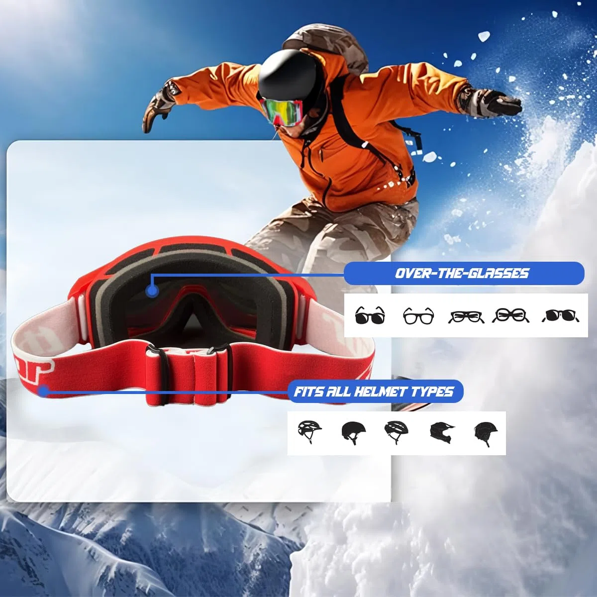 Gafas Motocross Protección UV,Gafas Moto Hombre Mujer con Protección Nasal para Ciclismo,Montañismo,Escalada,Esquí