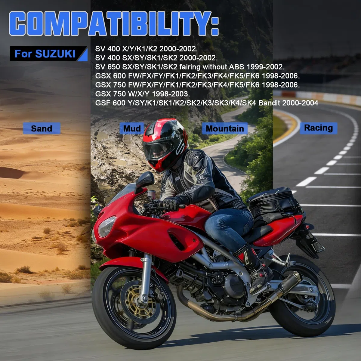 Pastillas De Freno Delanteras y Traseras para Suzuki SV 400 2000-2002 GSF 600 Bandit 2000-2004 GSX 600 F 1998-2006 SV 650 non ABS 1999-2002 GSX 750 F Katana 1998-2006