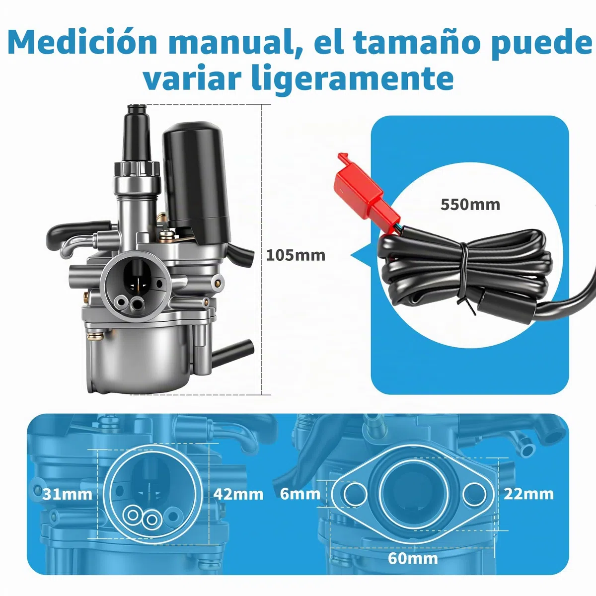 Carburador, 17mm Carburador de Scooter para Carburador de Scooter para 1 y 2 50cc