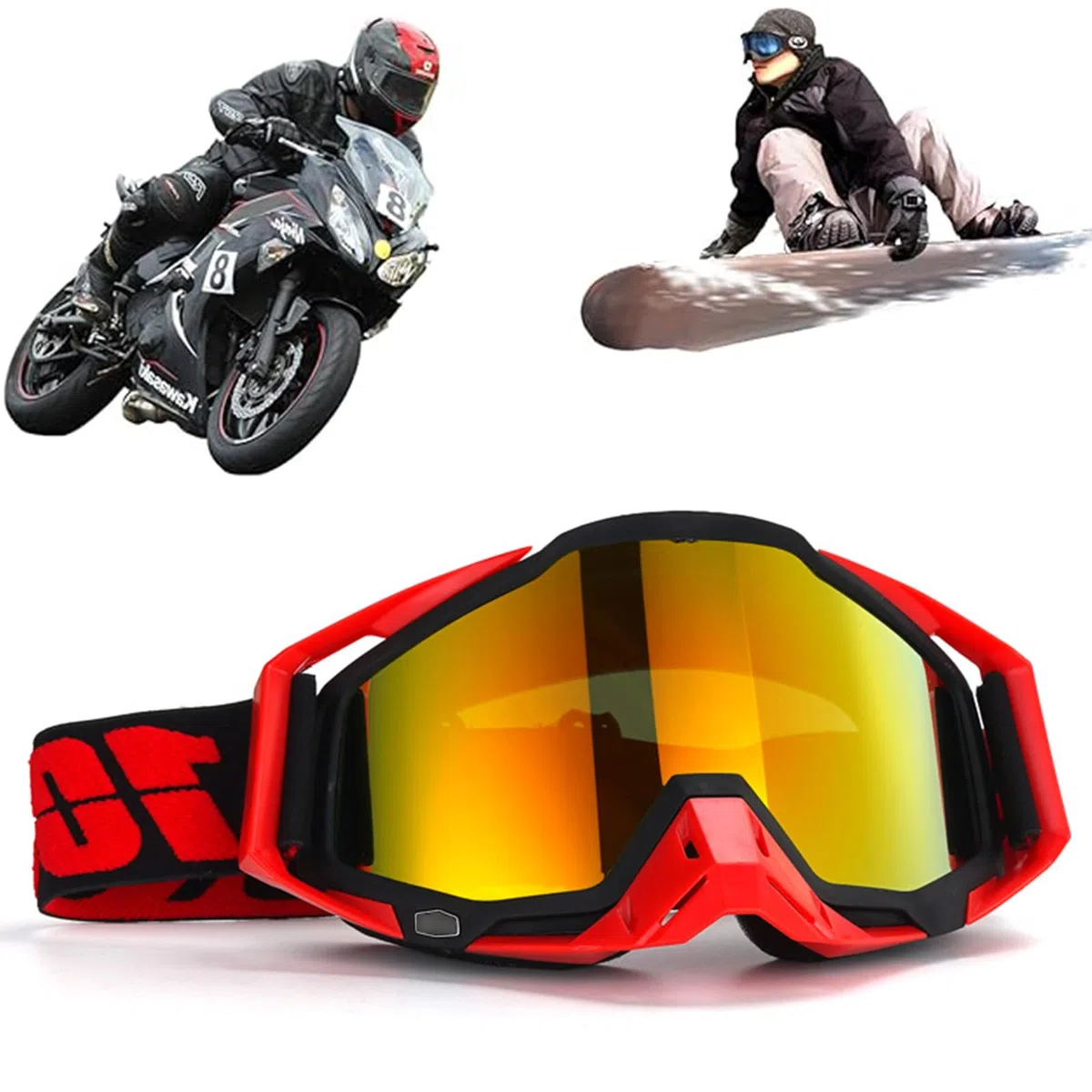 Gafas de motocross, a prueba de viento, a prueba de polvo, gafas de esquí, gafas de cross, gafas de esquí antiniebla, gafas de esquí UV, para ciclismo, carreras de fondo, ATV, UTV (negro 15)