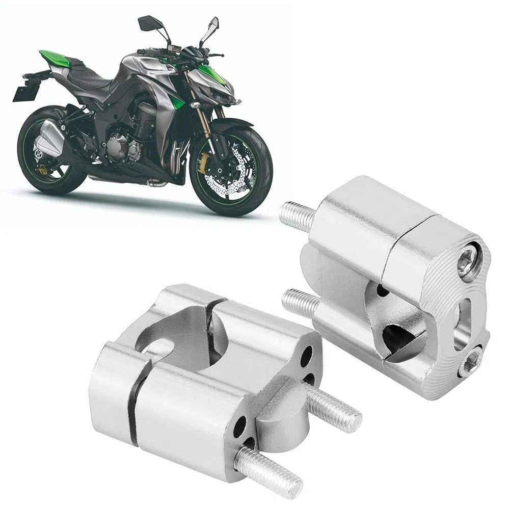 Elevador de eslabones de motocicleta, Par 22 mm / 28 mm Elevador de manillar de motocicleta con aleación de aluminio CNC(Plata)