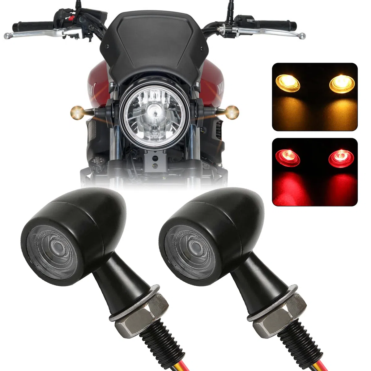 DREAMIZER Intermitentes Moto LED, 12V 2PCS Indicadores de motocicleta Mini luces de señal de giro E-marked Universal para Scooter Quad Cruiser Off Road Cafe Racer.