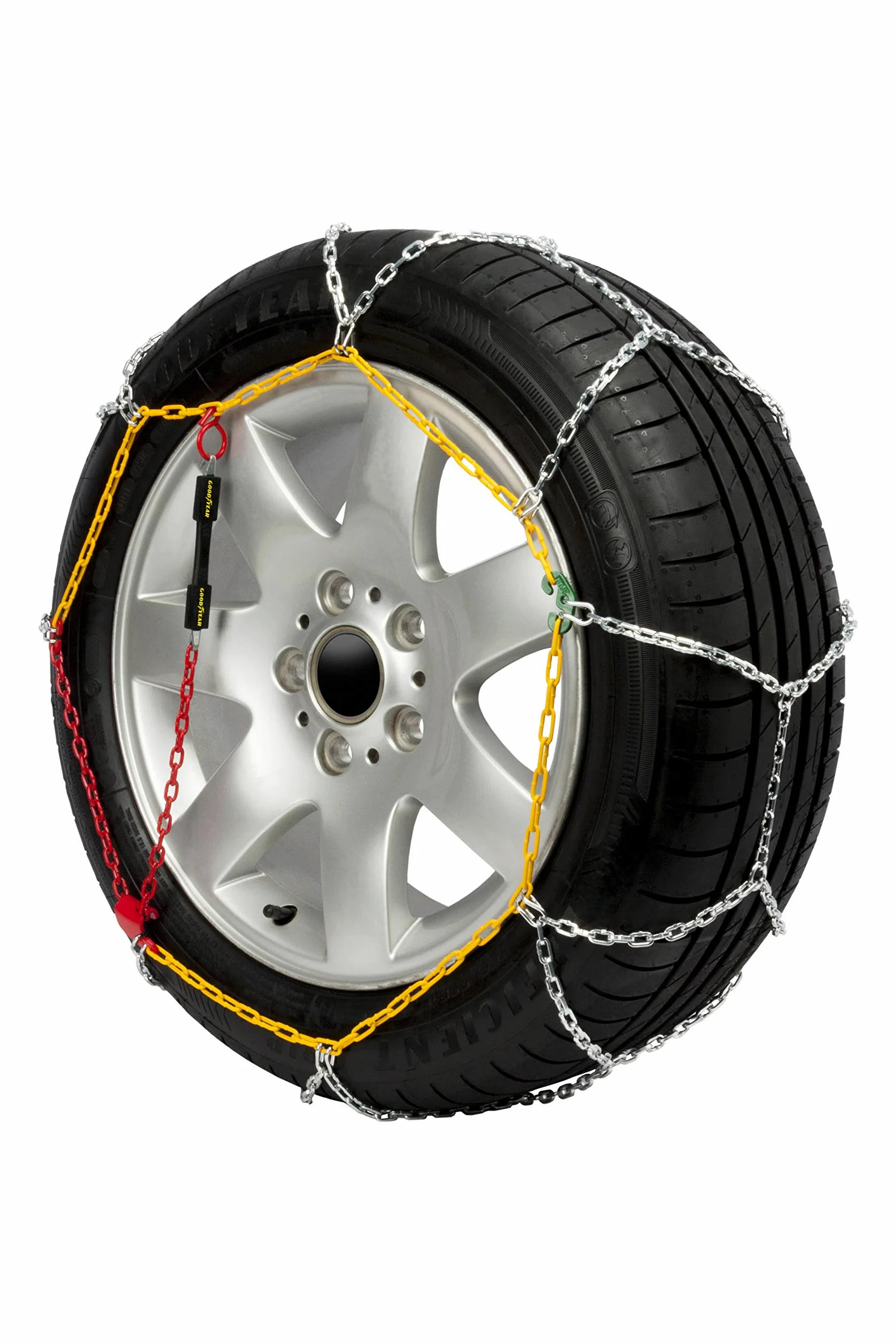 Goodyear Juego de 2 Cadenas de Nieve Metálicas para Coche de 9 mm Talla 100 con Tensor Automático Goodyear