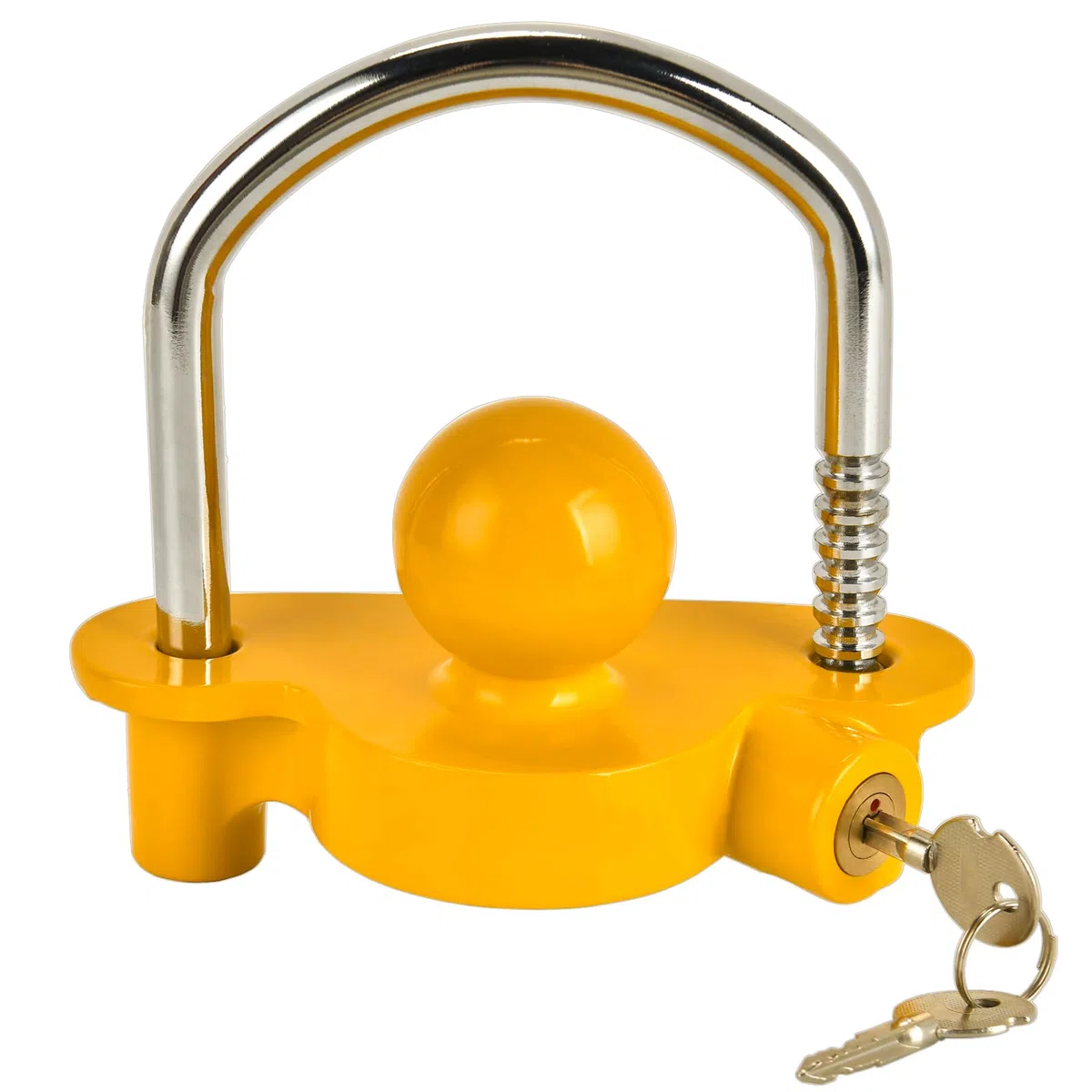 Candado para Enganche Remolque - Antirrobo Remolque Universal Candado y 2 Llaves Candado para Remolque Antirrobo para Remolques, Caravanas y Coches Viene (Amarillo)