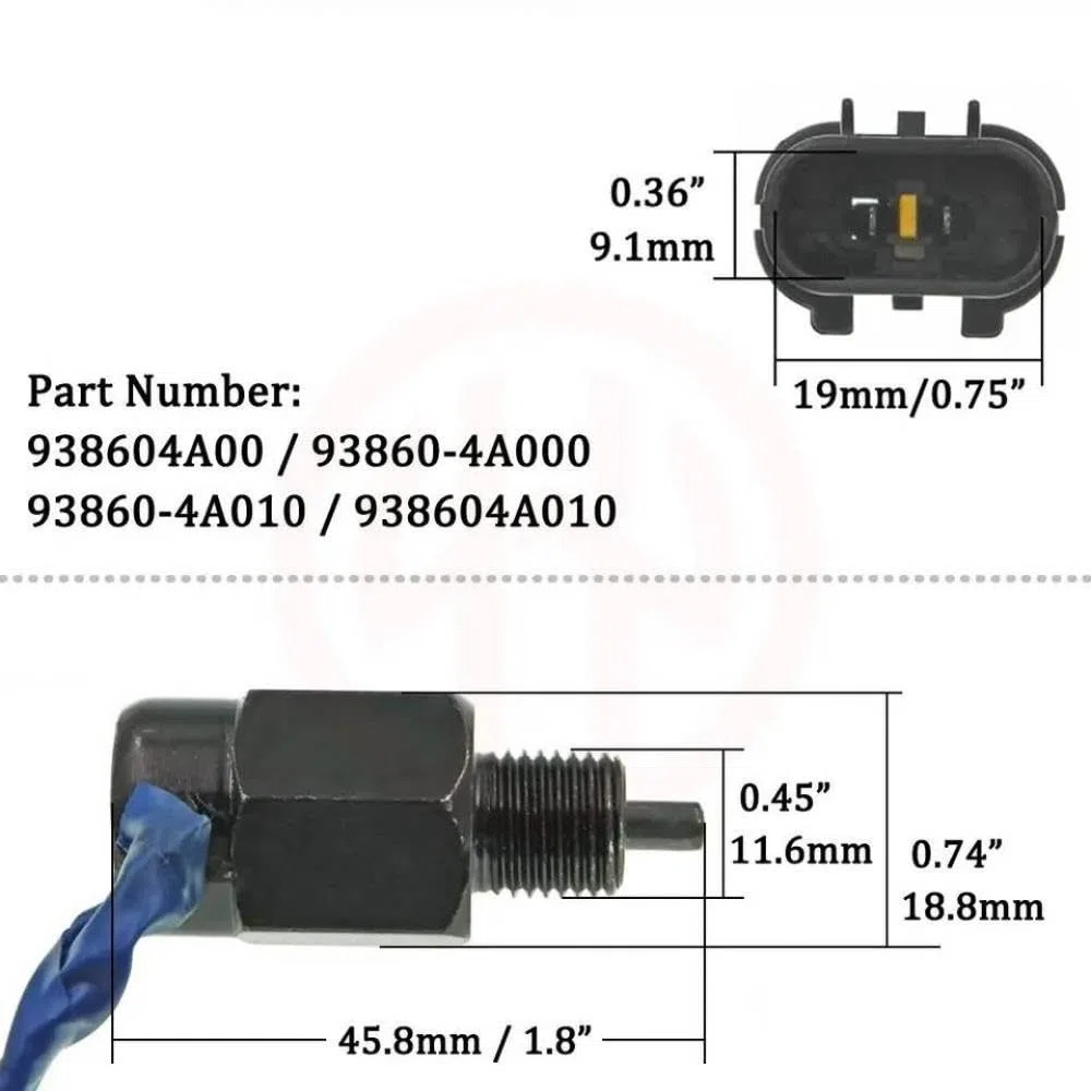 Interruptor de luz de Freno, Interruptor de luz de reversa, Interruptor de Respaldo para H1 1998 H100 1996 K2700 K2900 93860-4A010 938604A000 Adg01402 Rs5637