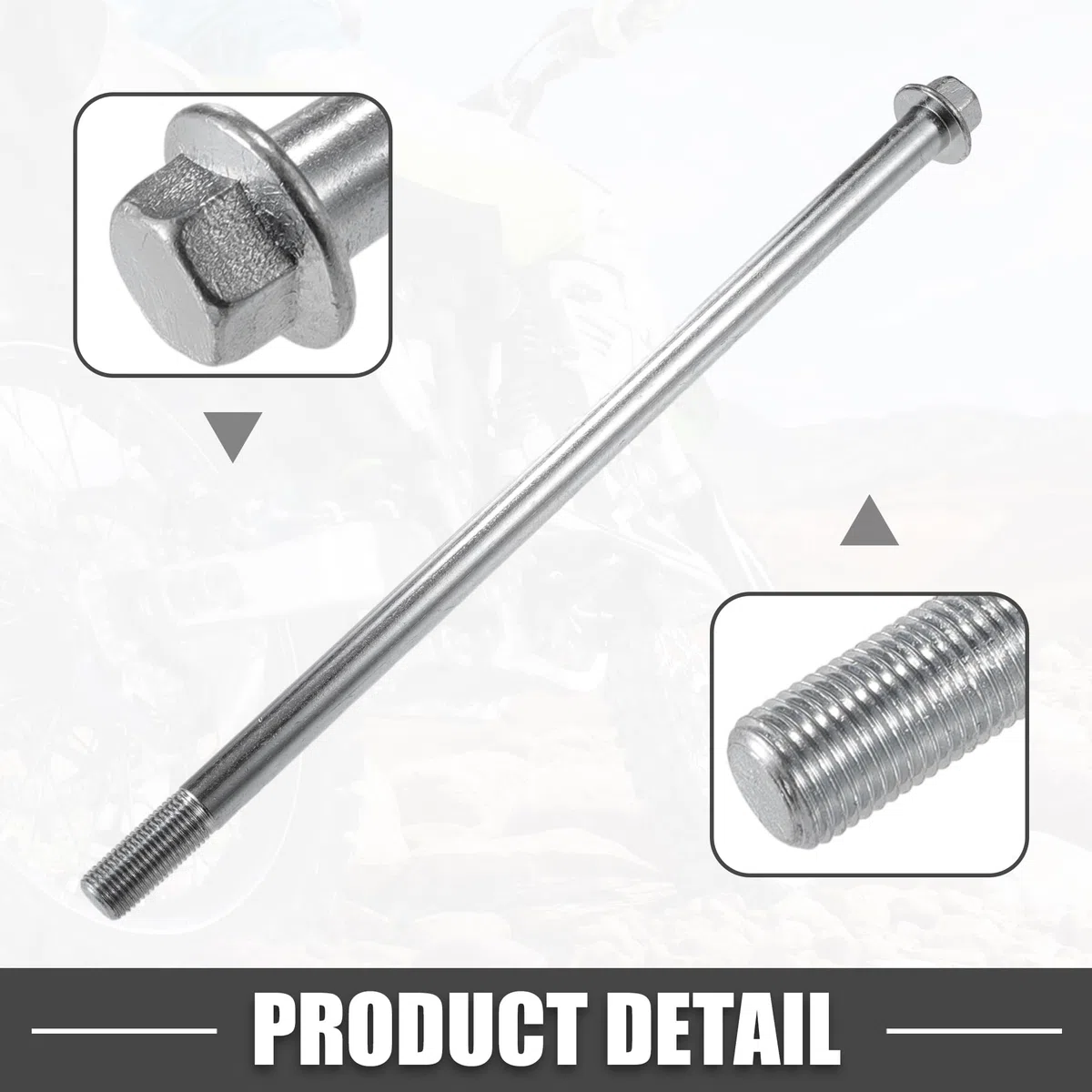 A ABSOPRO Eje delantero Trasero con Buje y Tornillo M12 270mm para Moto de Cross, Scooter, ATV, Rueda de Eje de Acero Aleado Tono Plateado