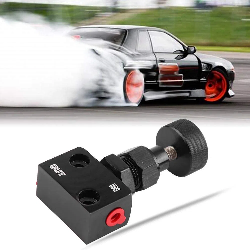 EBTOOLS Válvula de control de escape Válvula de distribución de frenos Válvula de cierre de frenos de aluminio Universal Motorsport Regulador de presión(Negro)