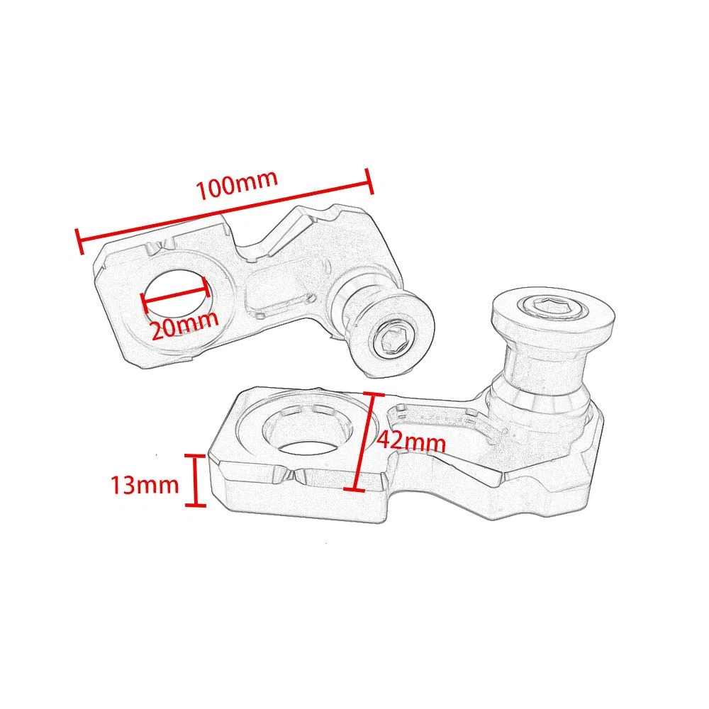 Para Honda CB650R CBR650R CB650F CBR650F Rueda trasera Soporte del eje Gancho de recogida Bloque del ajustador de la cadena Tornillo deslizante del carrete del brazo oscilante trasero (Rojo)