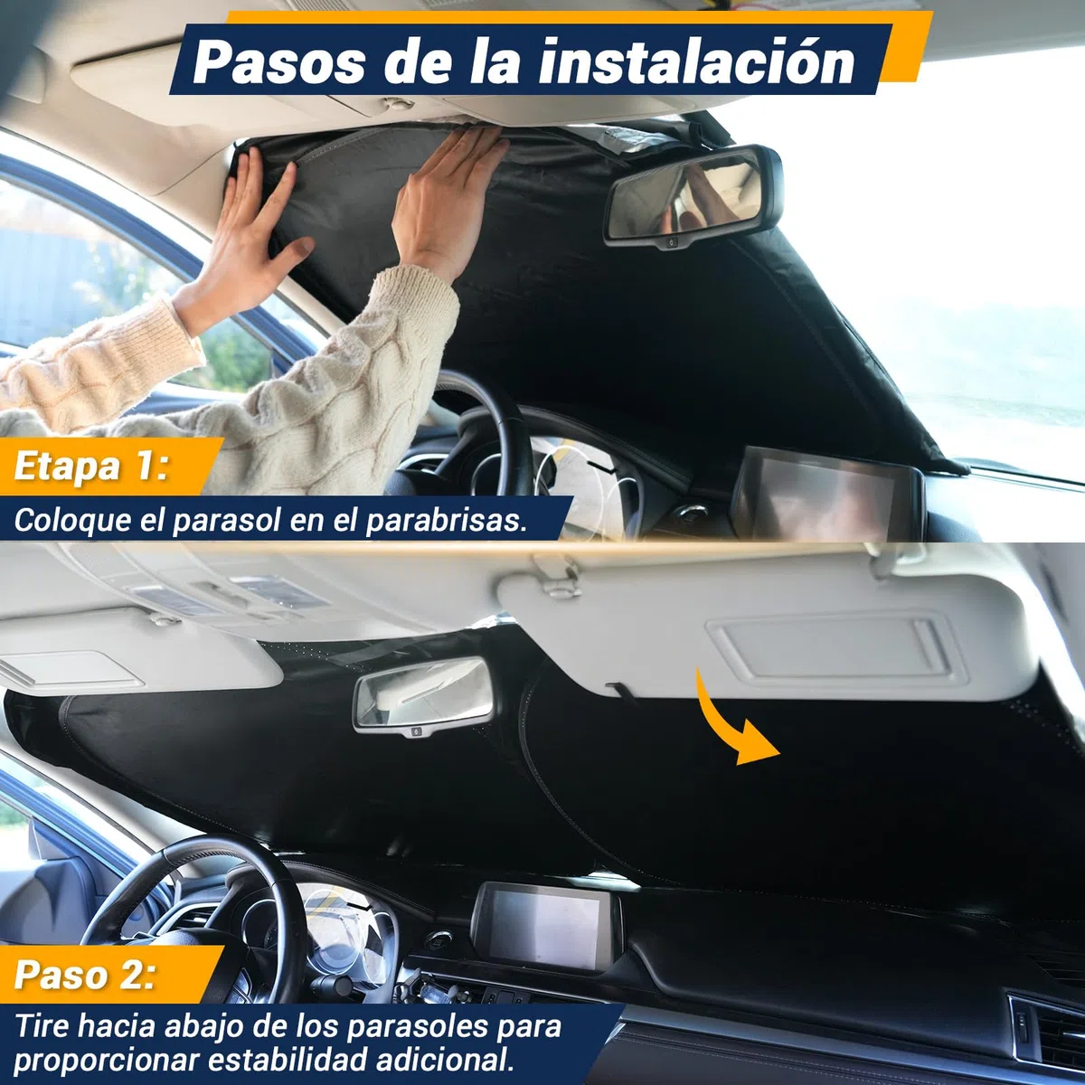 Parasol Coche Delantero,Protección Solar Coche,Protección UV Coche,2025 Parasol Reflectante Plegable con Protección UV para Parabrisas de Coche (L)