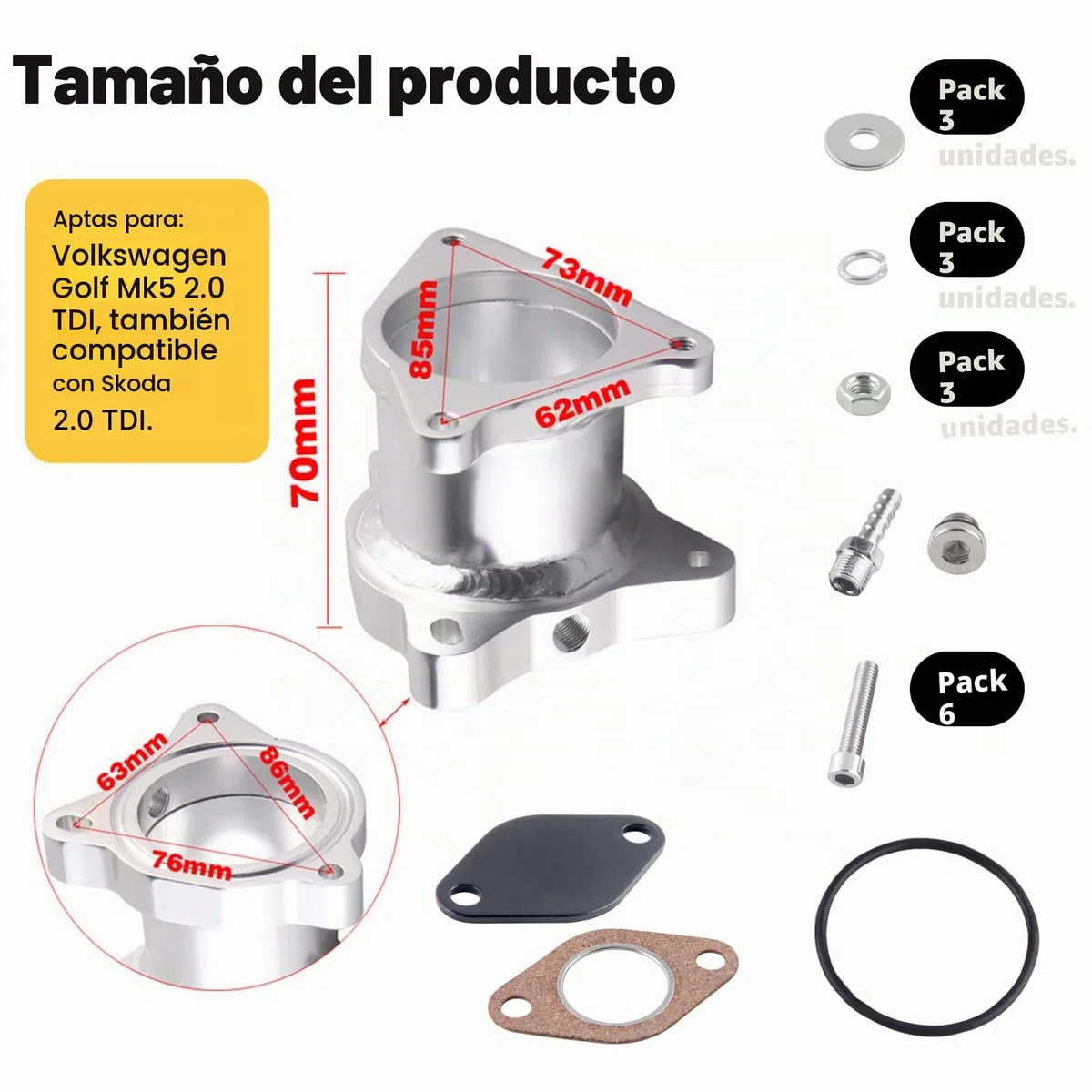 Kit Anular Egr 1.9tdi 2.0tdi, Supresor Egr 1.9 Tdi 2.0 Tdi Para Mk5 Mk4 Mk2 A3 A4 A4 A6 Q5, Tubo De Reemplazo De La Válvula
