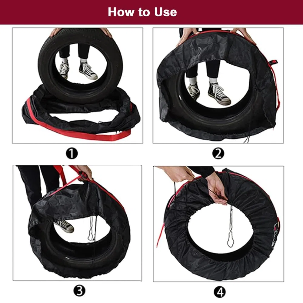 Fundas para Llantas De Repuesto para Automóvil,Fundas para Llantas De Repuesto De Poliéster 210d,Almacenamiento con Aptas para 13-18", Bolsas De Almacenamiento, Juego De 4 (Diámetro 66cm/26 Pulgadas)