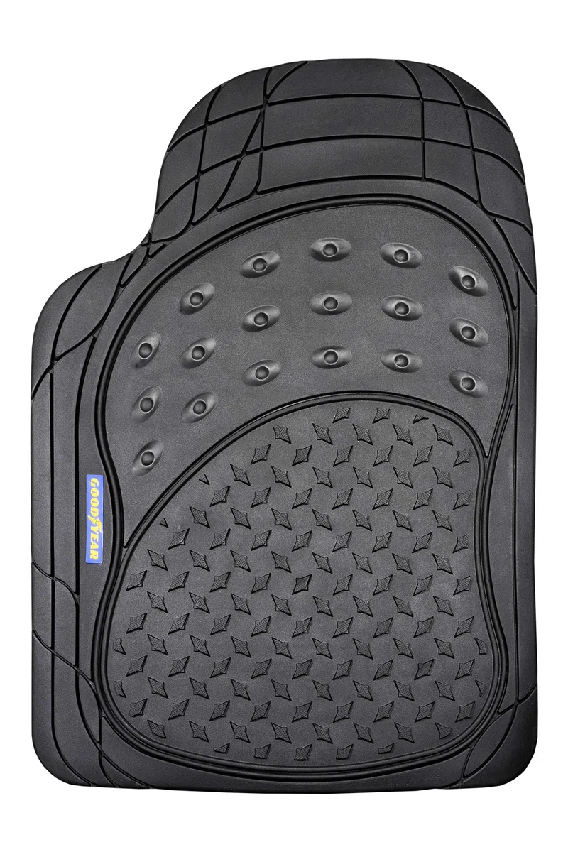 Goodyear Good Year GOD9023 1 Juego de alfombras de Goma, para Coche de pasajeros, Puente recortables Color Goodyear, Negro 3 Piezas