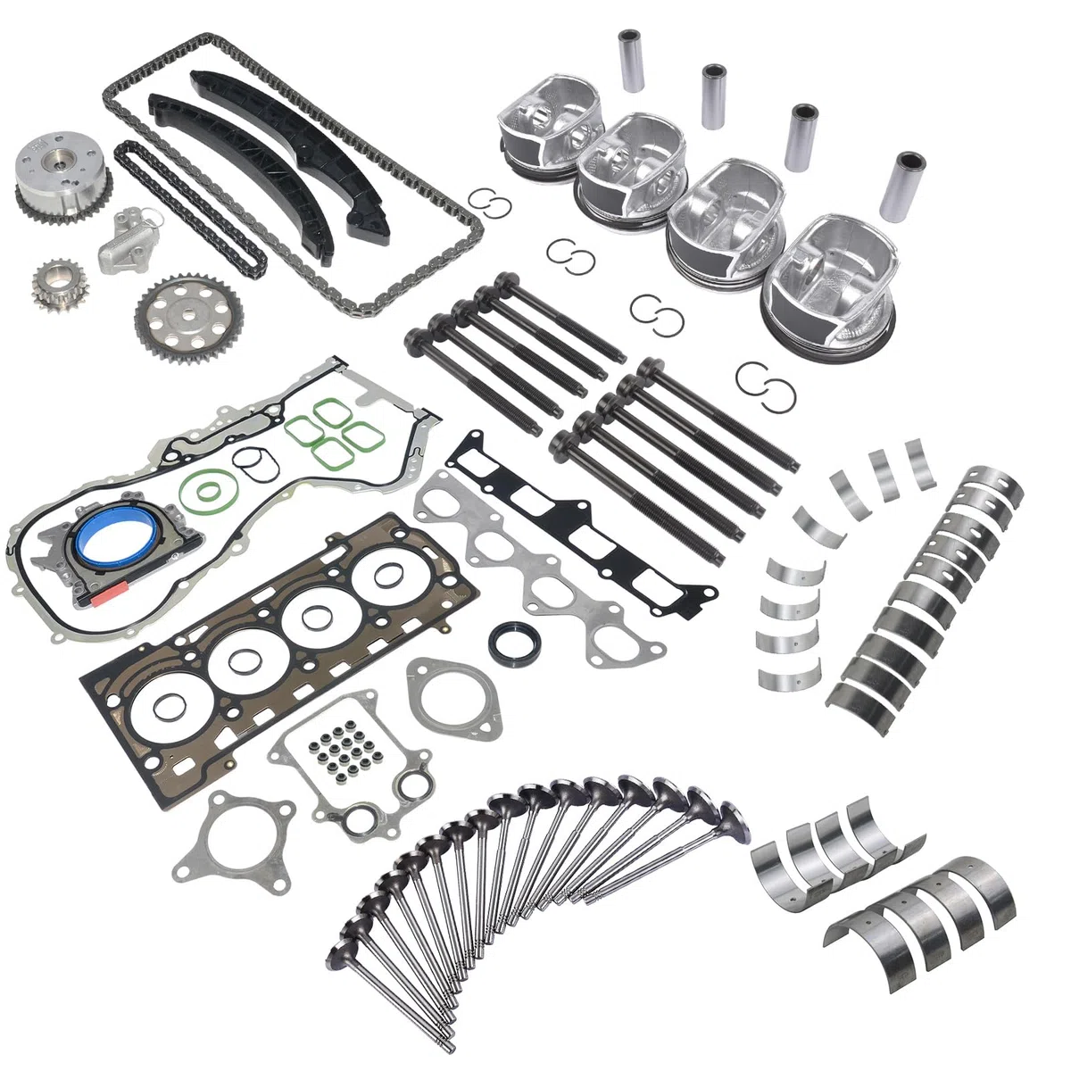 Pistón y juego de cadena de distribución compatible con G0lf V VI E0s 1.4 R4 16V TSI CAV CAX CTH 03C109571F 03C109509L
