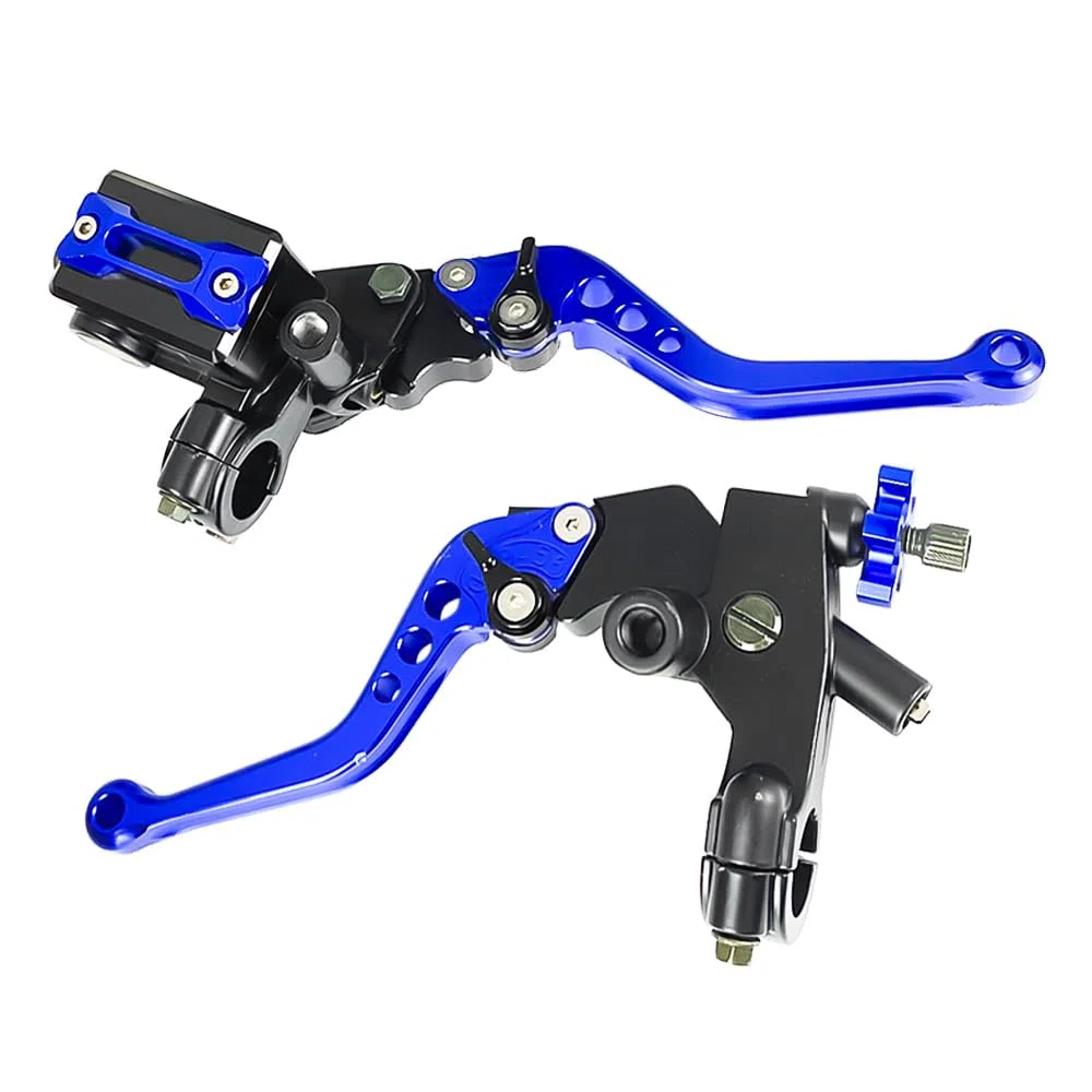 Upgrade 7/8 pulgadas 22 mm Universal Bomba Cilindro Maestro de Freno Palanca de embrague Izquierda Derecha Juego Compatible con Polaris Yama-ha Suzuki Honda Kawa-saki Motocicleta (azul)