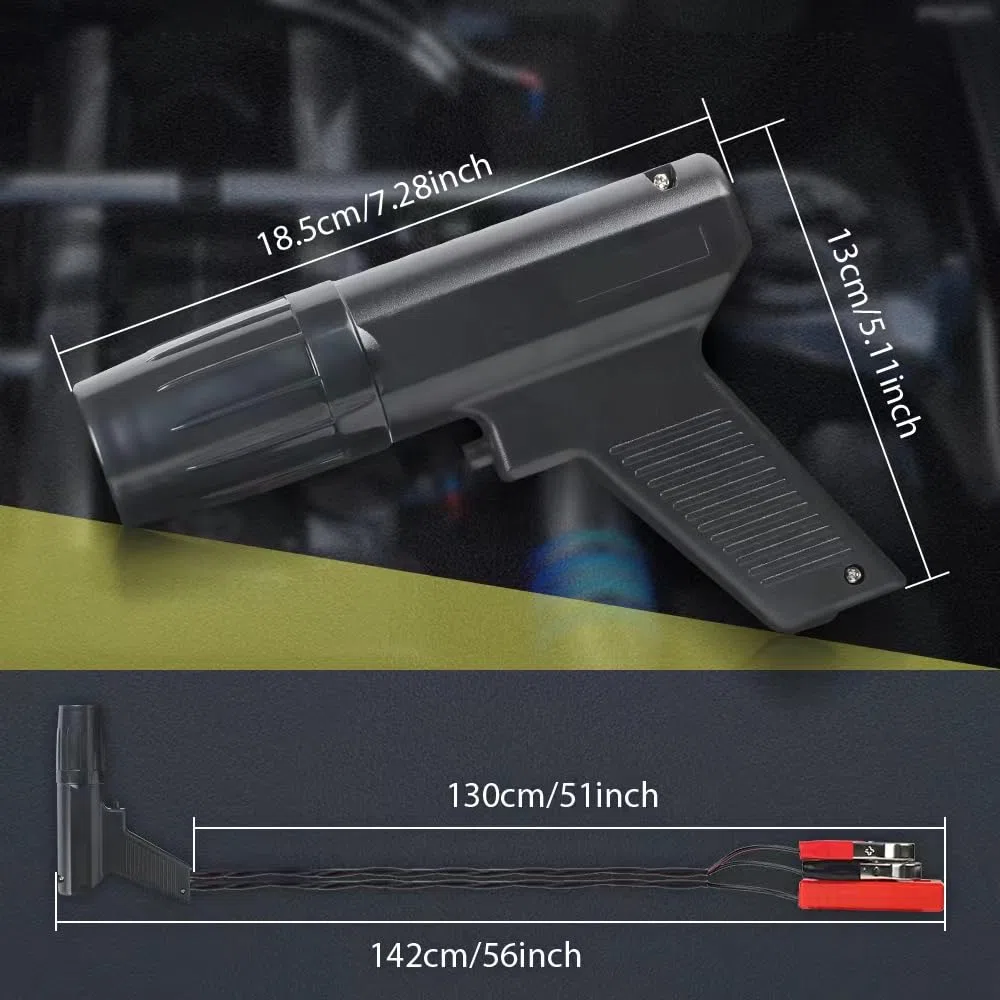 Pistola Estroboscopica 12V, Pistola Estroboscopica Coche con Pinzas Inductivas, Plástico Lámpara Estroboscópica para Coches y Motos [Clase de eficiencia energética A+]