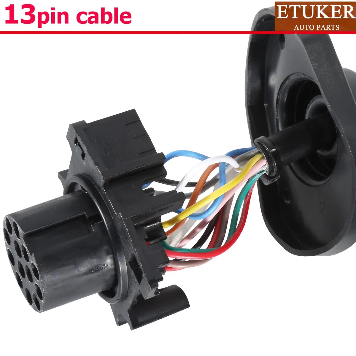 Metal Conector Precableado de 13Pines para Remolque,Zócalo de Remolque con 1.9m Cable Precableado 13Polos (13MZ)
