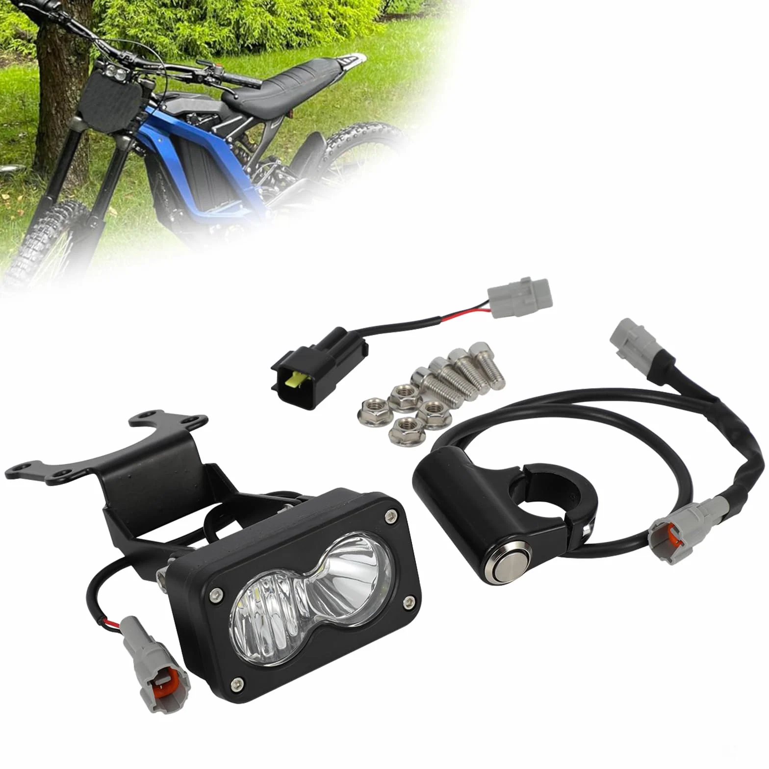 Faros Delanteros de Motocicleta Faros de Bicicleta de Cross para Surron Light Bee X/S con Interruptor Surron, luz Blanca