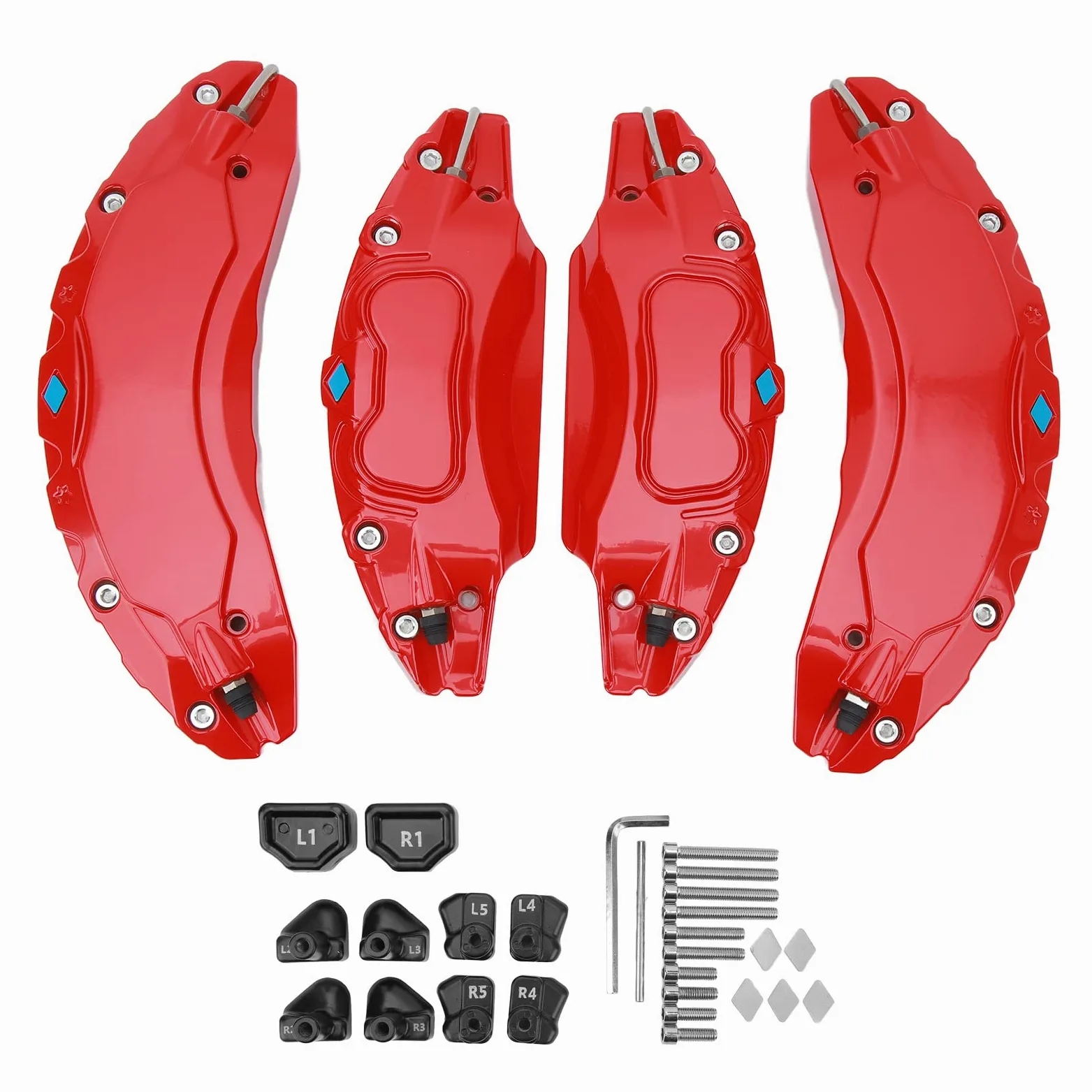 4 piezas cubre pinza freno de disco de aleación de aluminio para coche Reemplazo de la protección para rueda de 18 pulgadas y 19 pulgadas, rojo