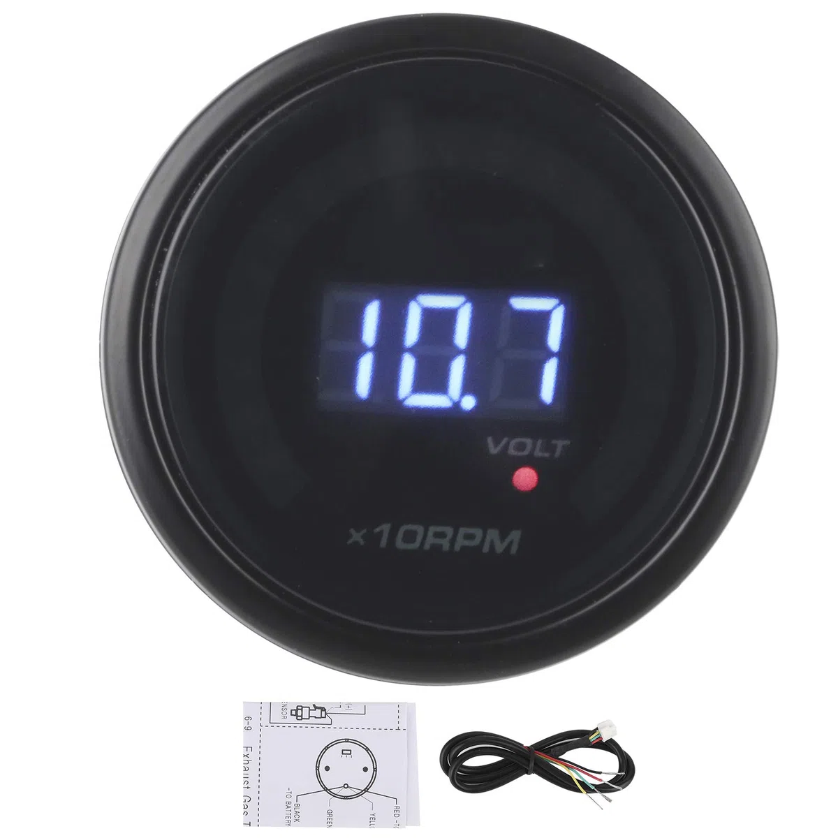 Tacómetro, Medidor de Voltímetro de Tacómetro de Alta Precisión con Pantalla Digital LED Universal 2 en 1 2 en 1 de 12 V para Coche