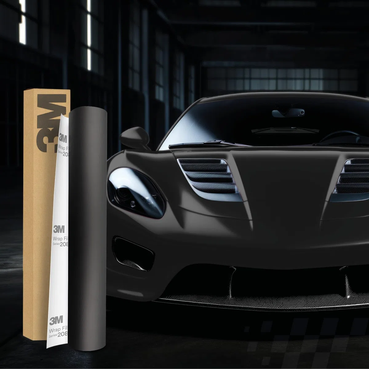 Finest Folia 3M Wrap Film 2080 Lámina autoadhesiva para Coche, Motocicleta, Barco, película Protectora de Pintura 3D con conductos de Aire para la aplicación de película, M12 Negro Mate