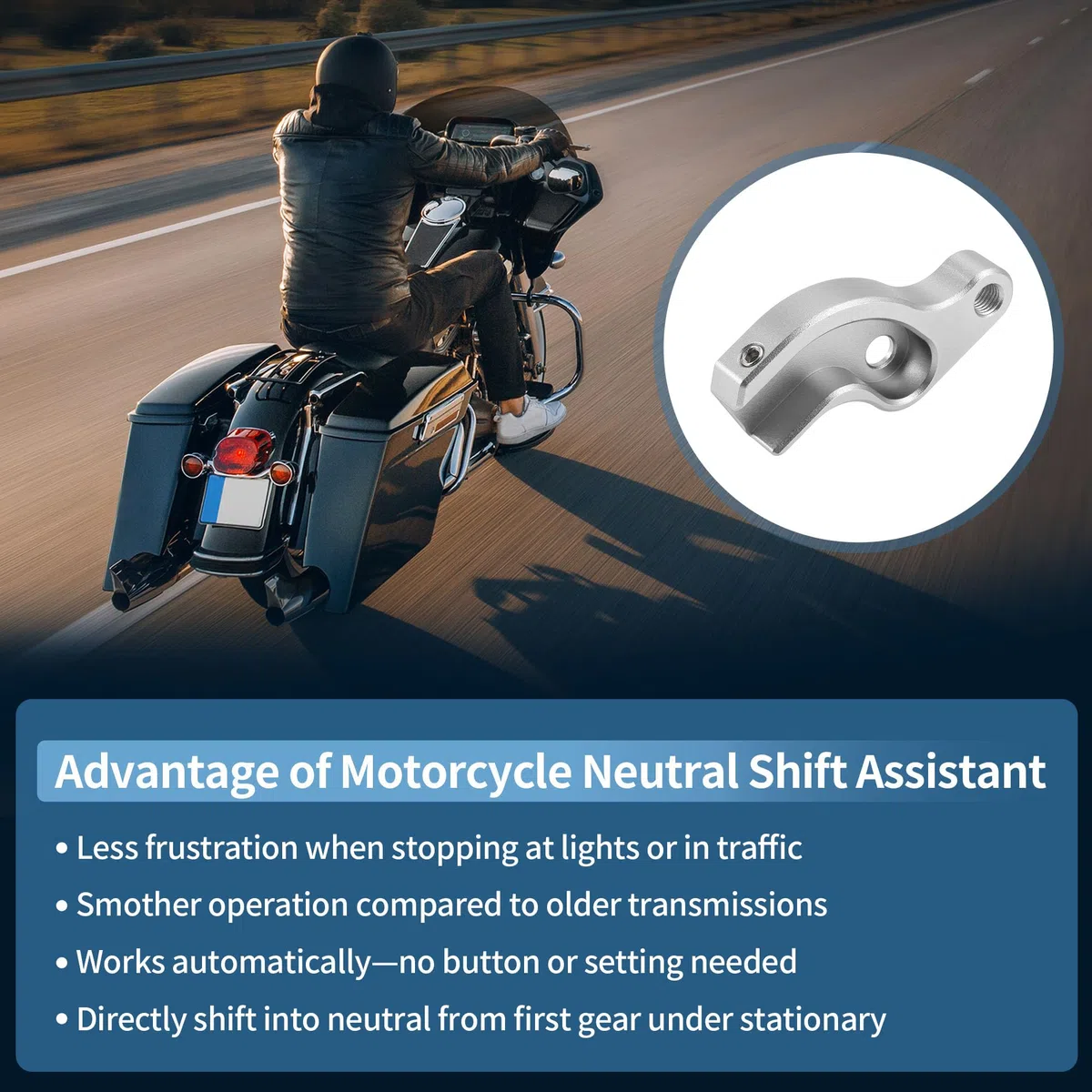 X AUTOHAUX Ayuda de cambio de marcha neutra para Harley Davidson Touring 2018-2025 para Harley Softail 2018+ Soporte auxiliar auxiliar de cambio neutro 20% cambio más fácil, tono plateado CNC