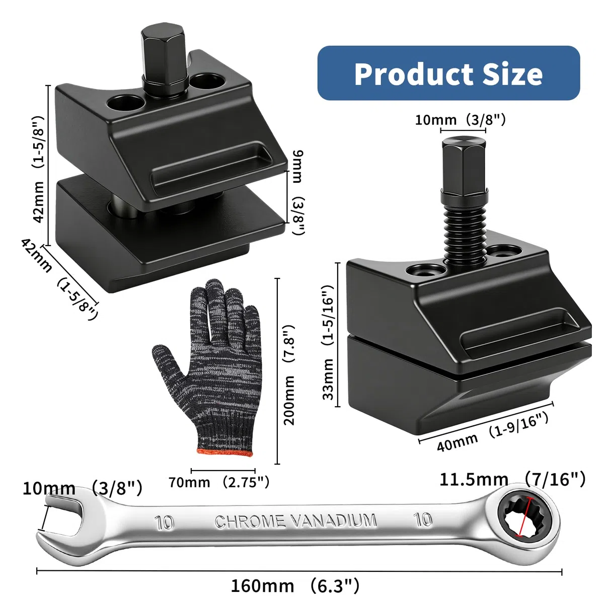 Set de Separador de Amortiguador 4 Piezas – Separador de Carcasa de Rodamiento en Acero Endurecido, incl. Guantes y Llave, Herramienta para Reparación de Amortiguadores y Montantes, para Coches, Suv