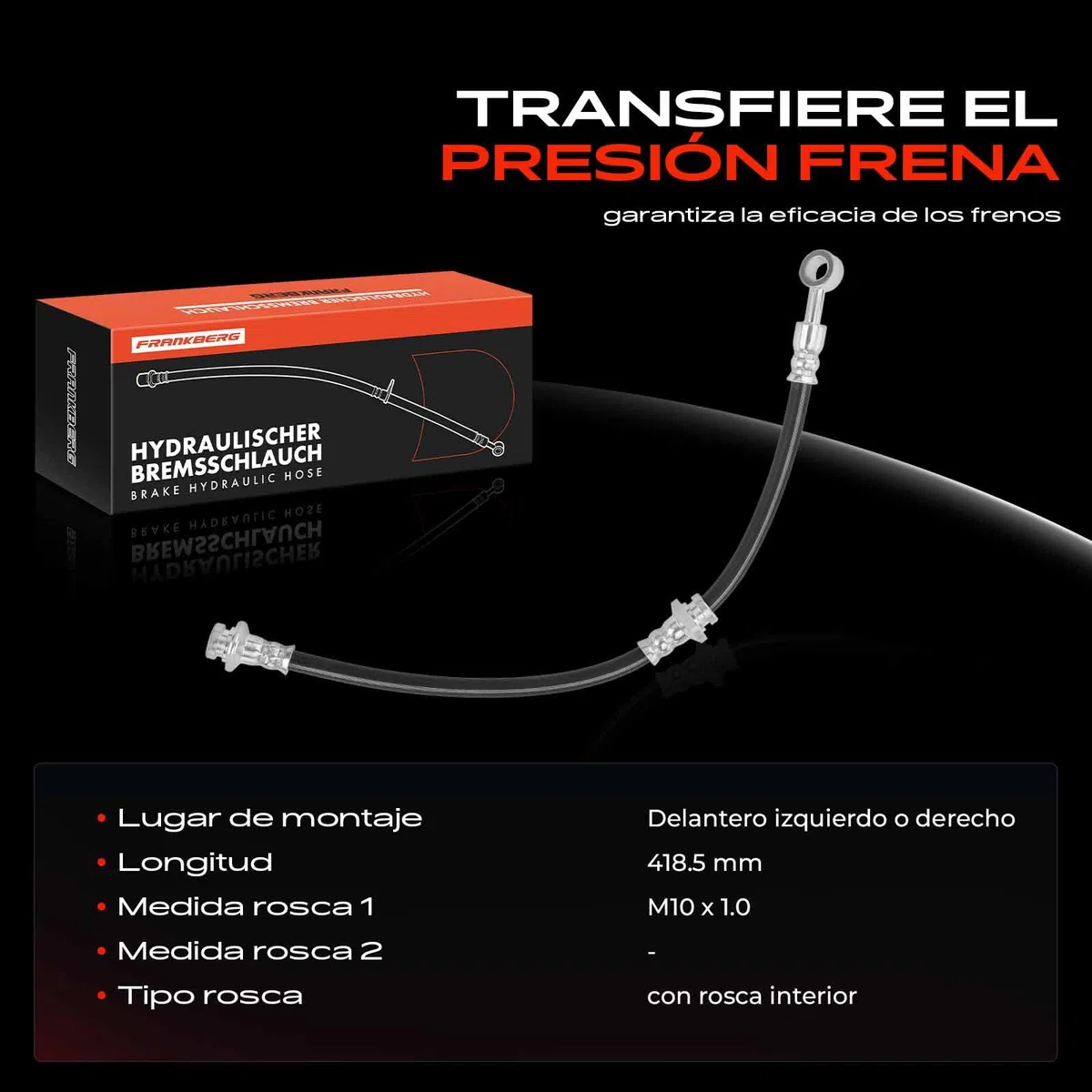 Frankberg Manguera de Freno Latiguillos de freno Delantero izquierdo o derecho Compatible con Baleno Compacto EG Baleno EG Baleno Touring EG Replace# 2202429