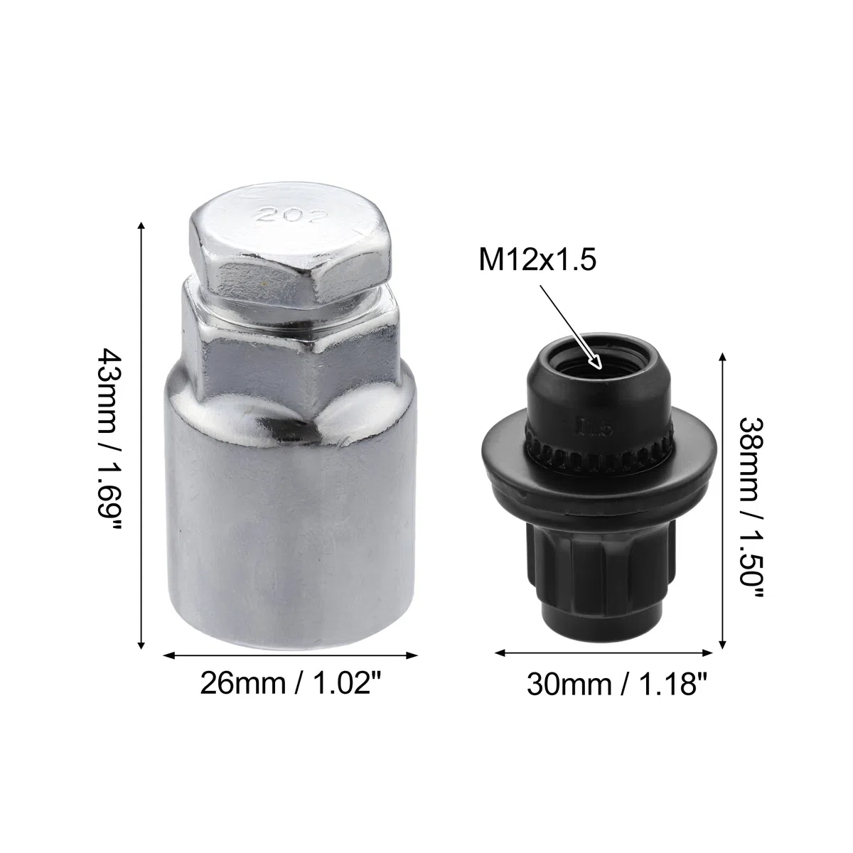 X AUTOHAUX M12x1.5 Coche Rueda Bloqueo Orejeta Tuercas Antirrobo Kit para Toyota Negro