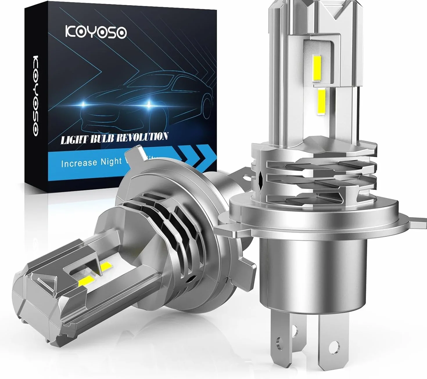 KOYOSO H4 LED Bombillas 100W 26000LM para 12V Auto y Motocicleta como Haz Alto/Bajo