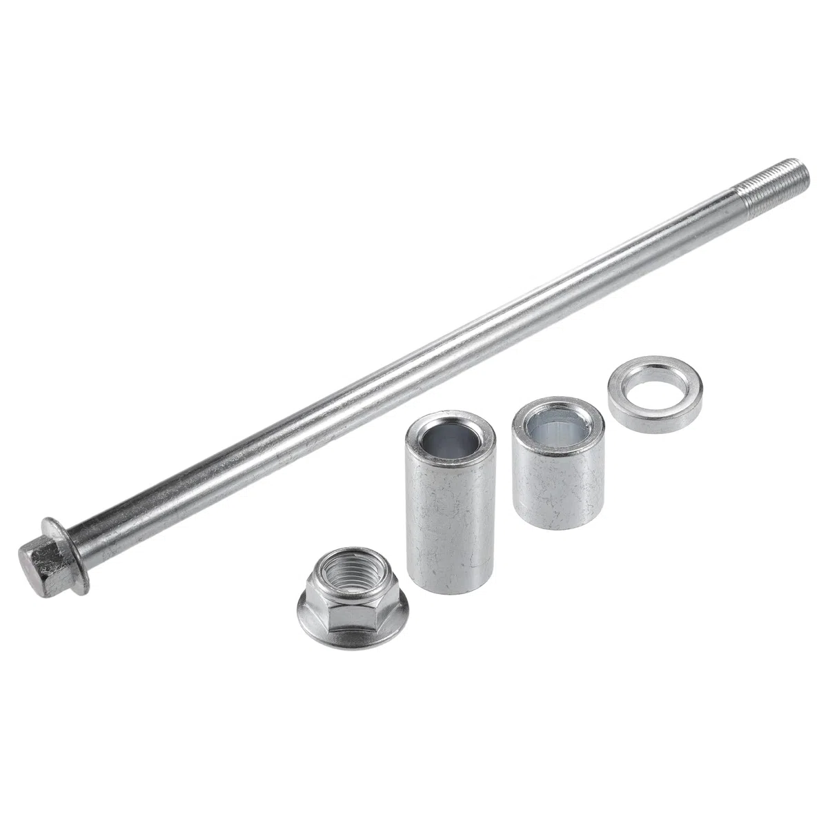 A ABSOPRO Eje delantero Trasero con Buje y Tornillo M12 270mm para Moto de Cross, Scooter, ATV, Rueda de Eje de Acero Aleado Tono Plateado