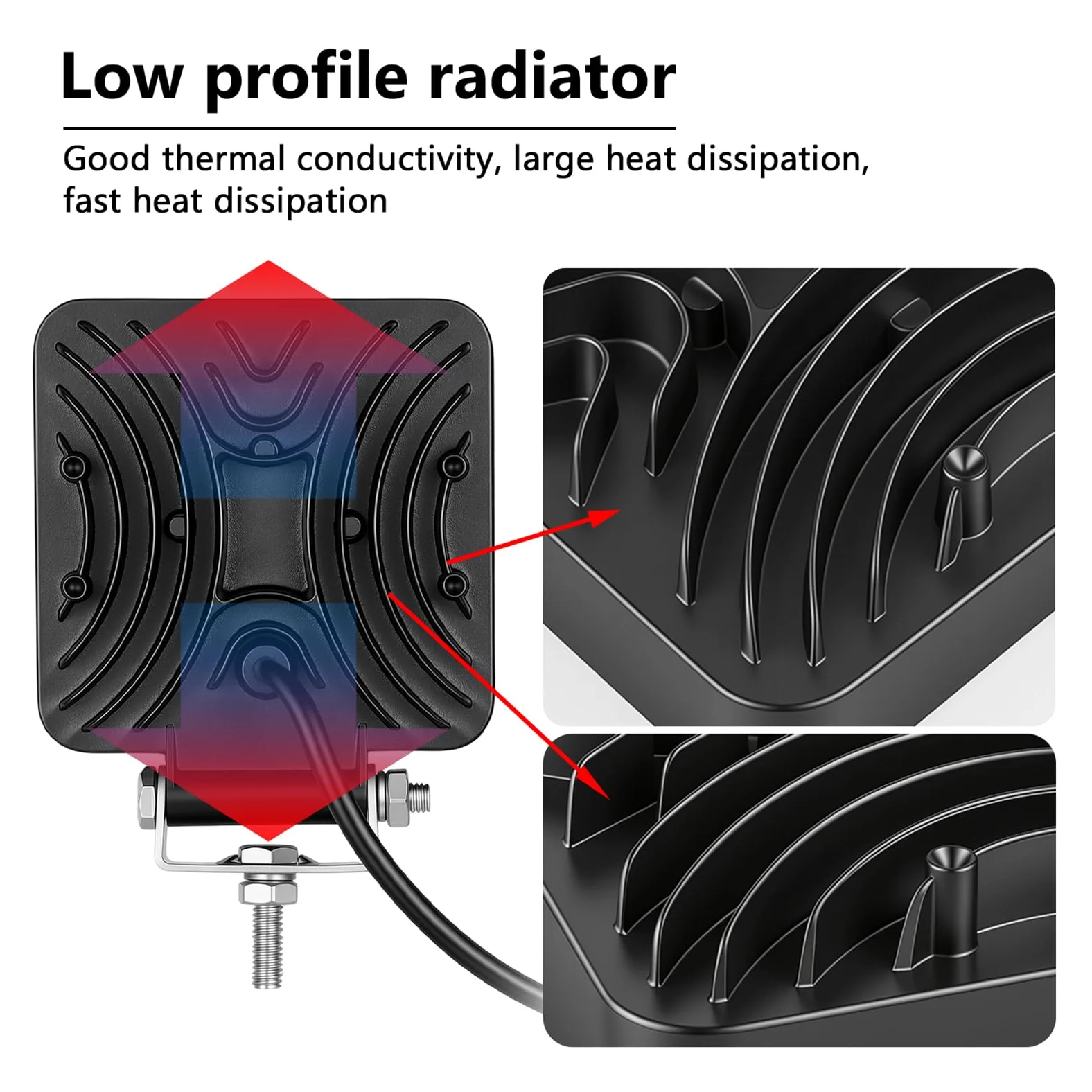 SKYWORLD Barra de luz LED de trabajo 4 Pulgadas 48W Flood que conduce luces de niebla para un vehículo todoterreno 4WD camión tractor Tractor Remolque 4x4 SUV ATV (paquete de 2)