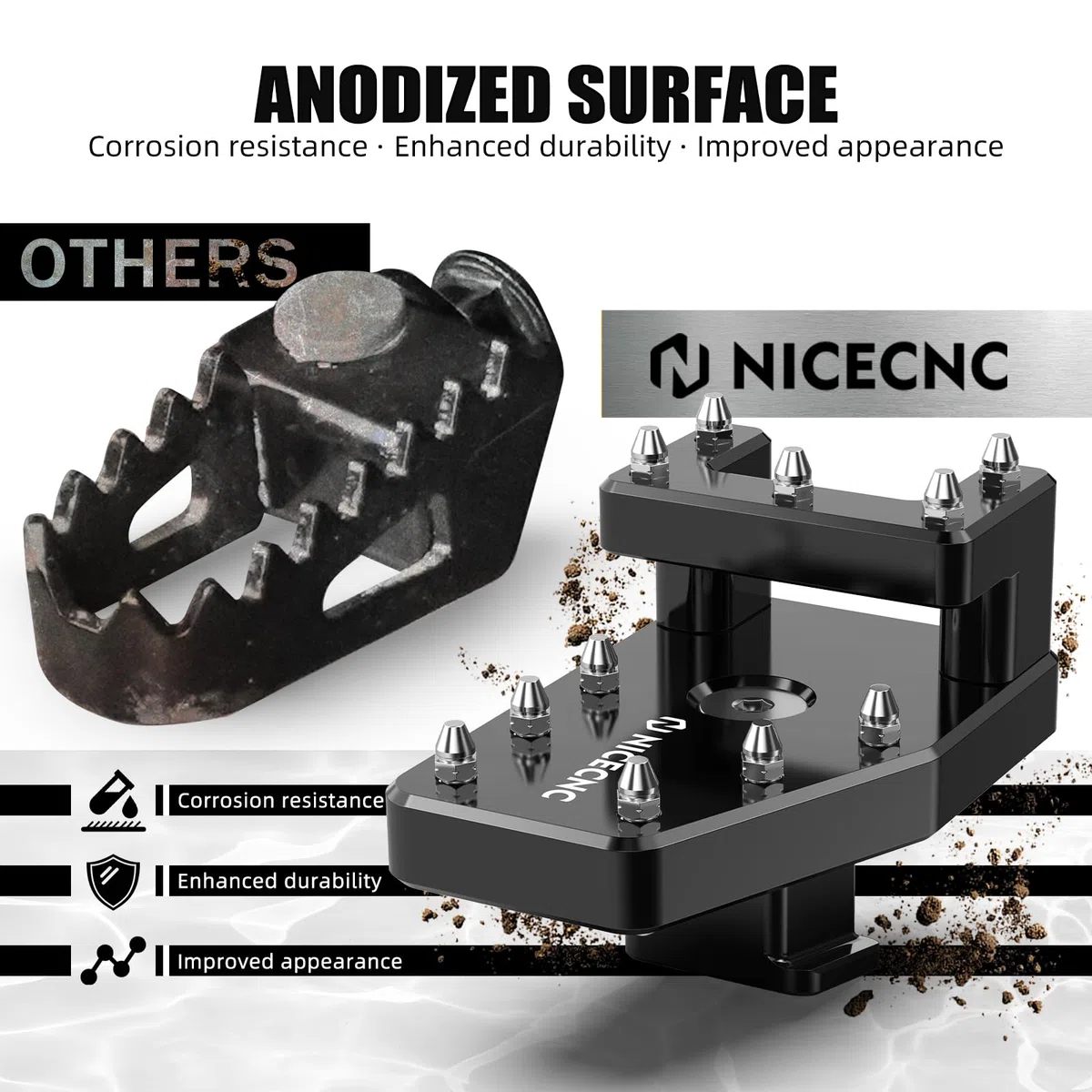 NICECNC Pedal de Freno DualControl Negro Compatible with Yamaha Tenere 700/XTZ700 2019-2024, Tenere 700 Rally Edition 2020-2024, Tenere 700 World Raid 2022-2024