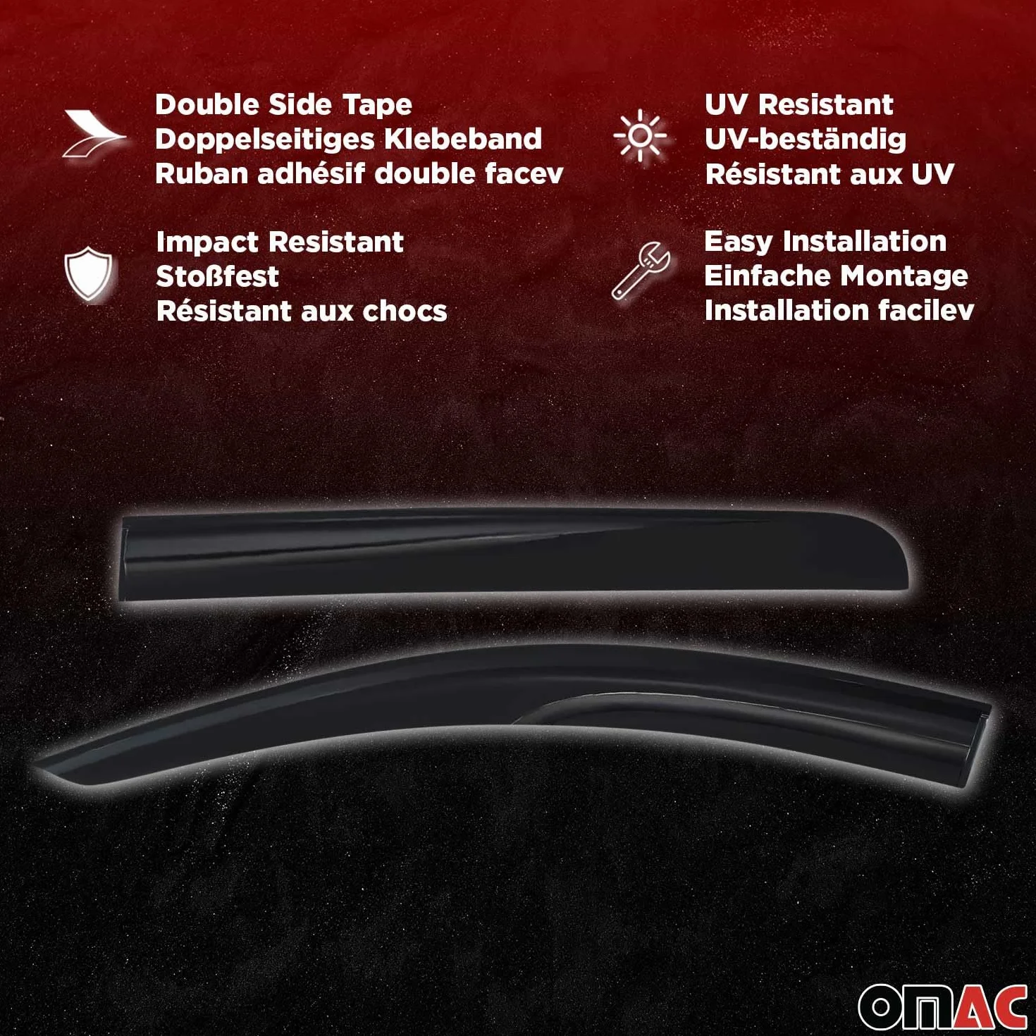 OMAC Deflectores Aire Regenabweiser Compatible con Dacia Jogger 2021-2026 Negro Acrylic 2tlg