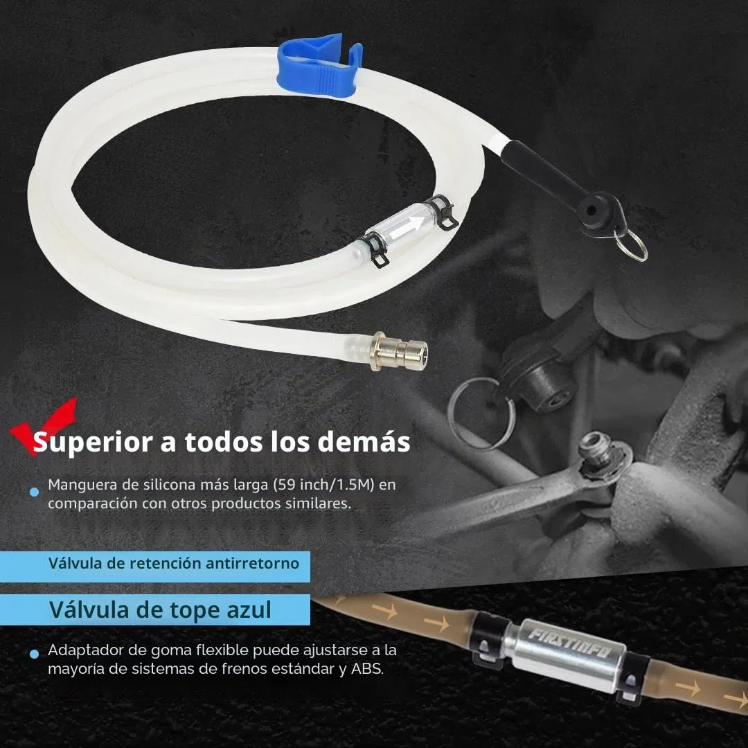 FIRSTINFO A1151G | Manguera de Purga de Frenos 1,5M con Válvula Antirretorno | Compatible con FIRSTINFO Purgador de Frenos