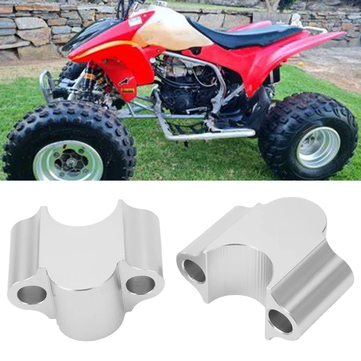 Abrazadera Elevadora de Manillar de Motocicleta, Tamaño 22mm, Abrazadera de Montaje Elevador de Manillar, Altura de Elevación de 30mm para Moto de para RM125 RM250 RMZ250 RMZ450 RMX450Z (Plata)