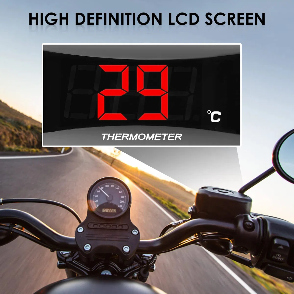 Termómetro digital para motocicleta Instrumentos Temperatura del agua Pantalla digital Medidor Medidor Adaptador de sensor, impermeable Adaptador de sensor de temperatura para KOSO (18MM-RED)