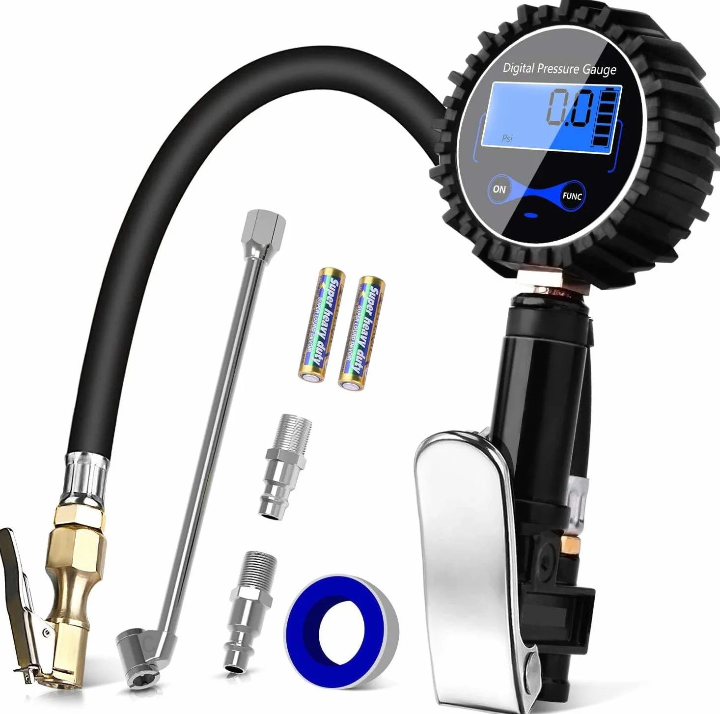 Manómetro Presión Neumáticos Digital Manómetro Inflador Neumáticos para Compresor Medidor Presión Neumáticos Profesional Portátil para Coche Moto Bicicleta y Camión 0-200psi